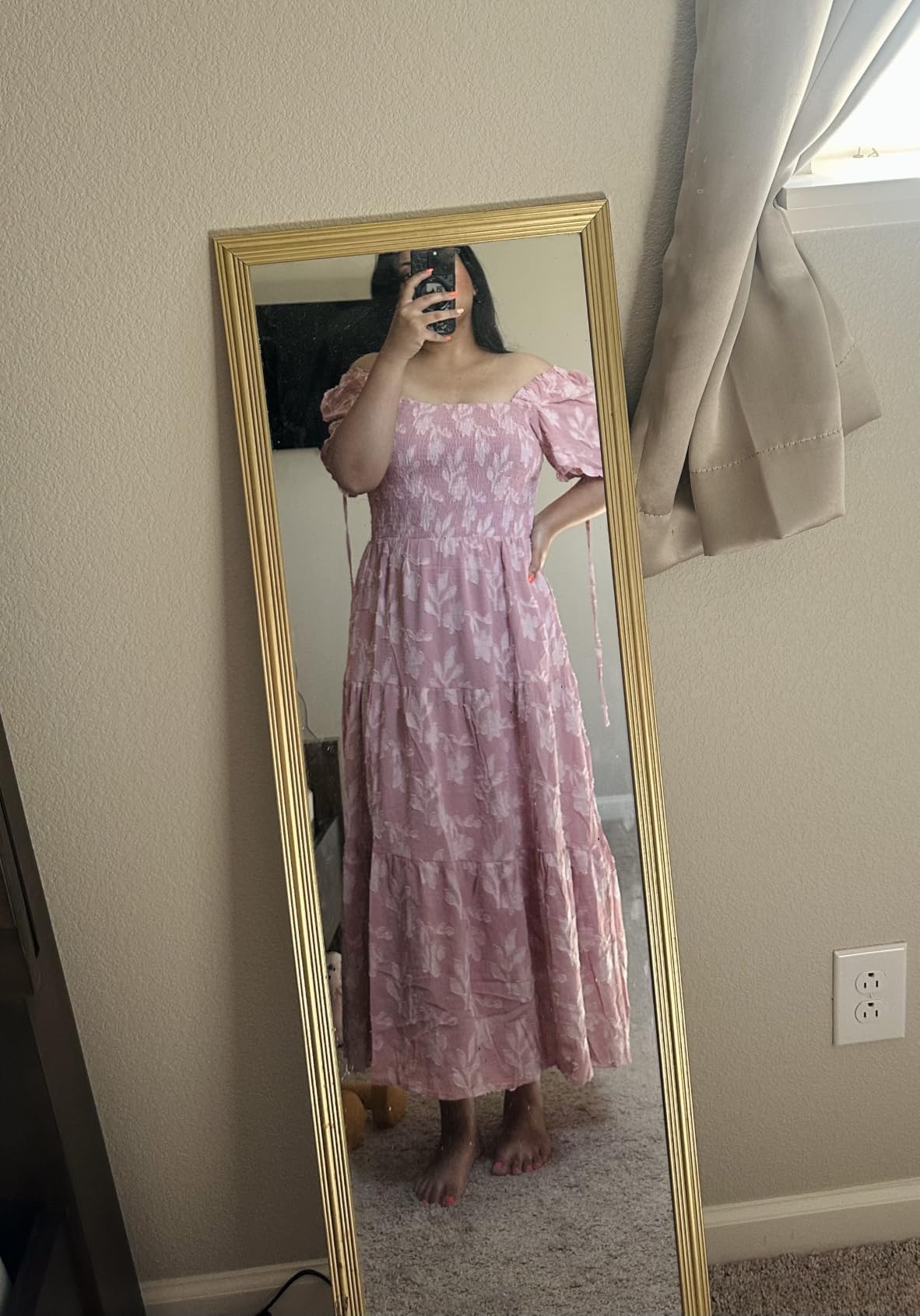 ZESICA Womens 2026 Summer Boho Wedding Guest Midi Dresses | Short Sleeve, Square Neck, Floral Flowy A Line Dress, Beach Vacation Dress, Graduation Long Dresse, Cute Casual with Pockets customer photo 1
