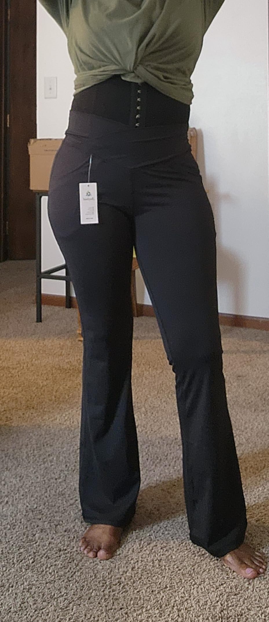 Flare Leggings for Women Yoga Pants with Pockets High Waisted Crossover Flare Leggings Bootcut Casual Yoga Pants customer photo 2