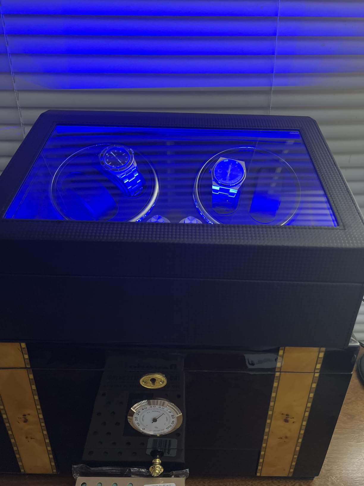 ANWBROAD Watch Winder for Automatic Watches, 4 Watch Winder with 4 Watch Rotator and 6 Extra Storages, Carbon Fiber Shaker 4 Rotating Modes customer photo 1