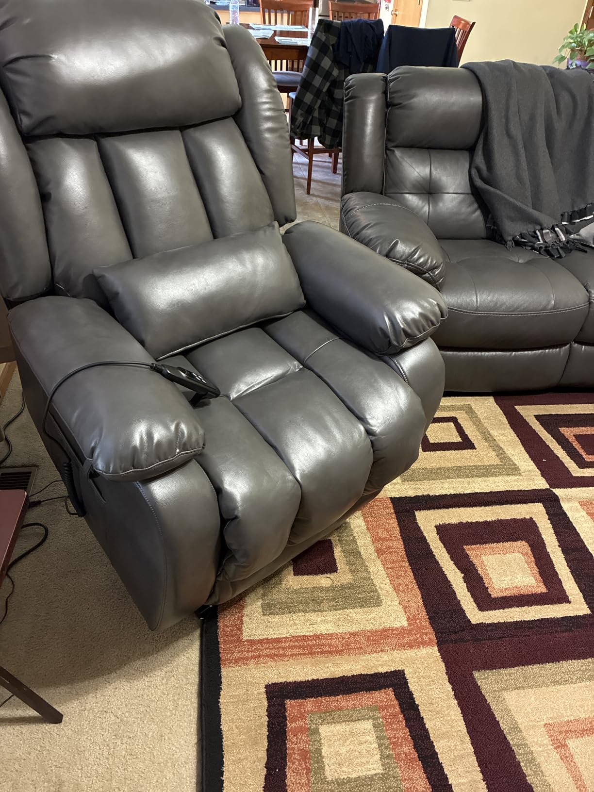 Infinite Position Lay Flat Power Lift Recliner Chair for Elderly, Brown | Dual Motor Power Lift Chair, Massage & Heating, Extended Footrest, USB Ports, Remote Control, Lumbar Pillow, Leather customer photo 2