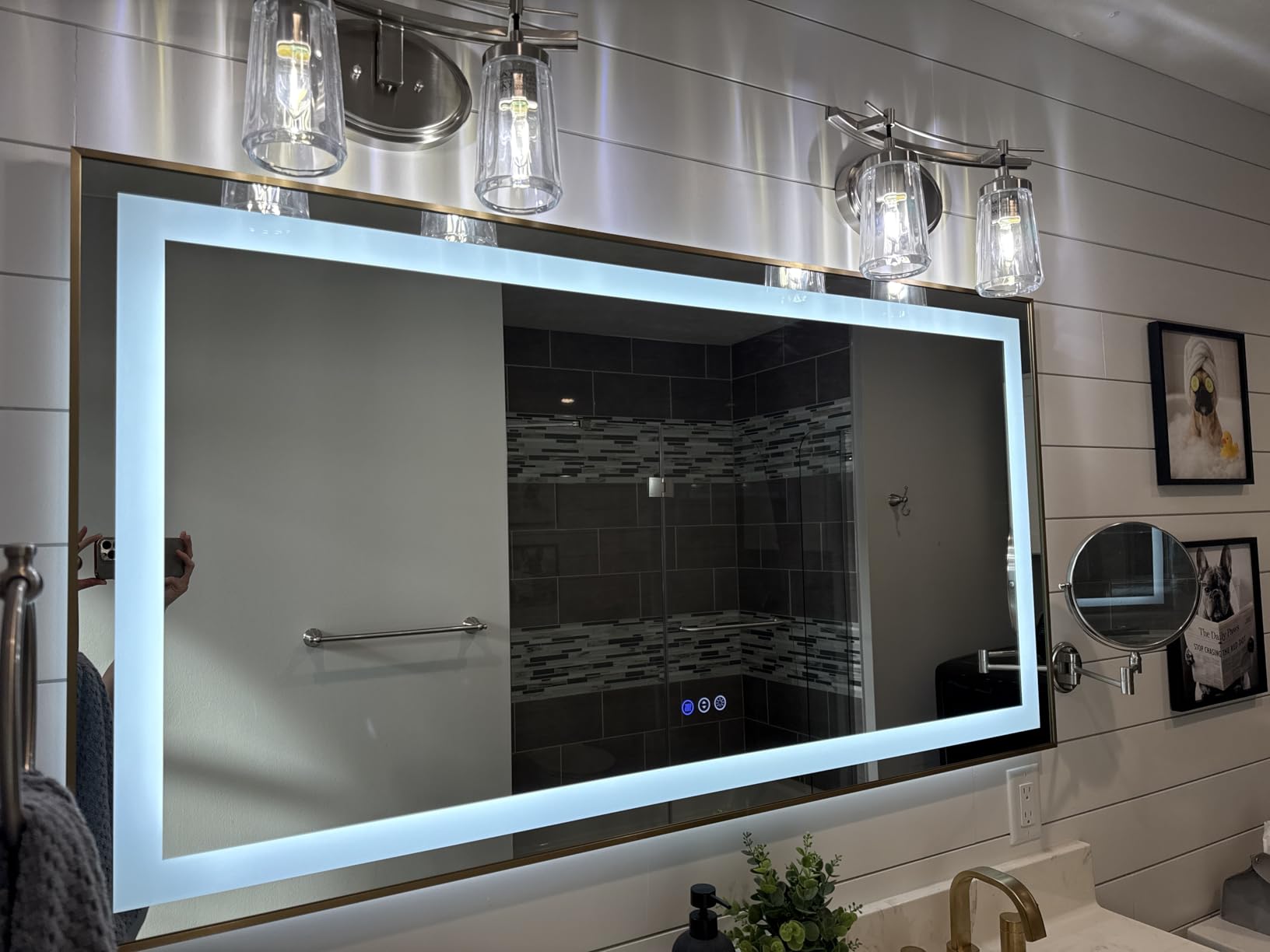 24x32 LED Bathroom Mirror, Dual Lit Anti-Fog Wall Vanity Mirror | 3 Color Dimmable, Memory Function, Shatter-Proof Tempered Glass, ETL Listed, IP54 Waterproof Horizontal/Vertical customer photo 2