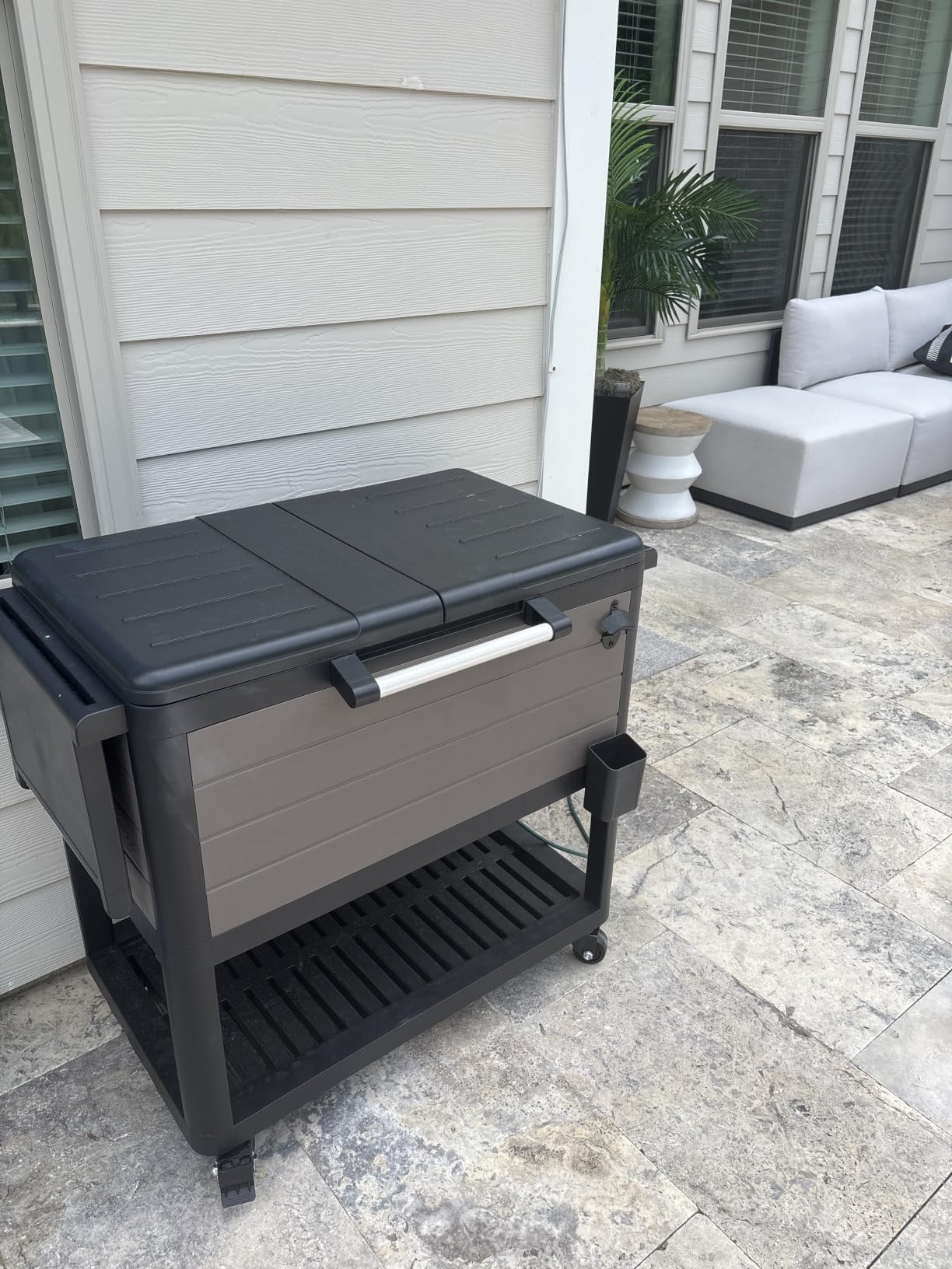 104 Quart Patio Rolling Ice Chest Large Cooler Cart with Wheels, Portable Mobile Outdoor Coolers Bar Cart with Storage Shelf & Bottle Opener for Drinks, Party, Camping, Backyard, Deck, BBQ customer photo 1