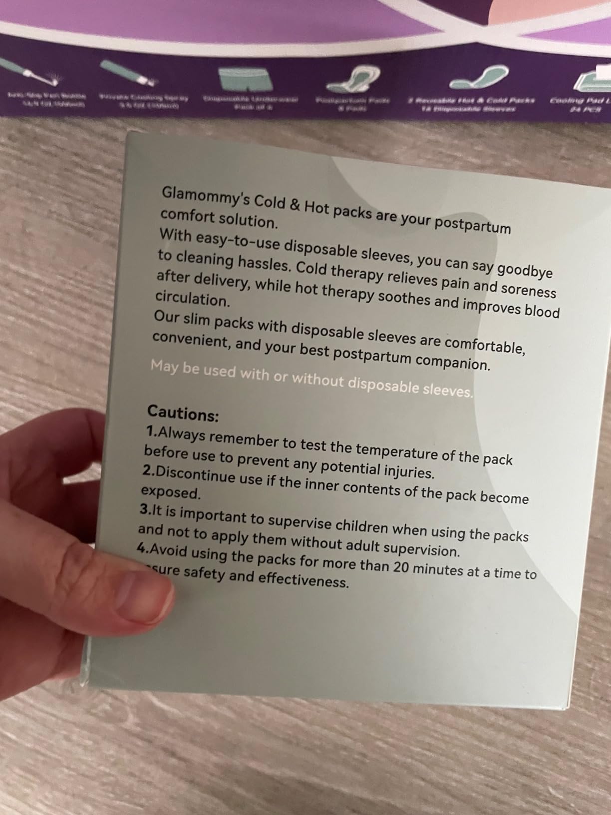 Glamommy Postpartum Recovery Essentials Kit, Labor & Delivery Care for Mom | Includes peri bottle, cooling spray, disposable underwear, postpartum pads, hot & cold packs, soothing liners for postpartum customer photo 2