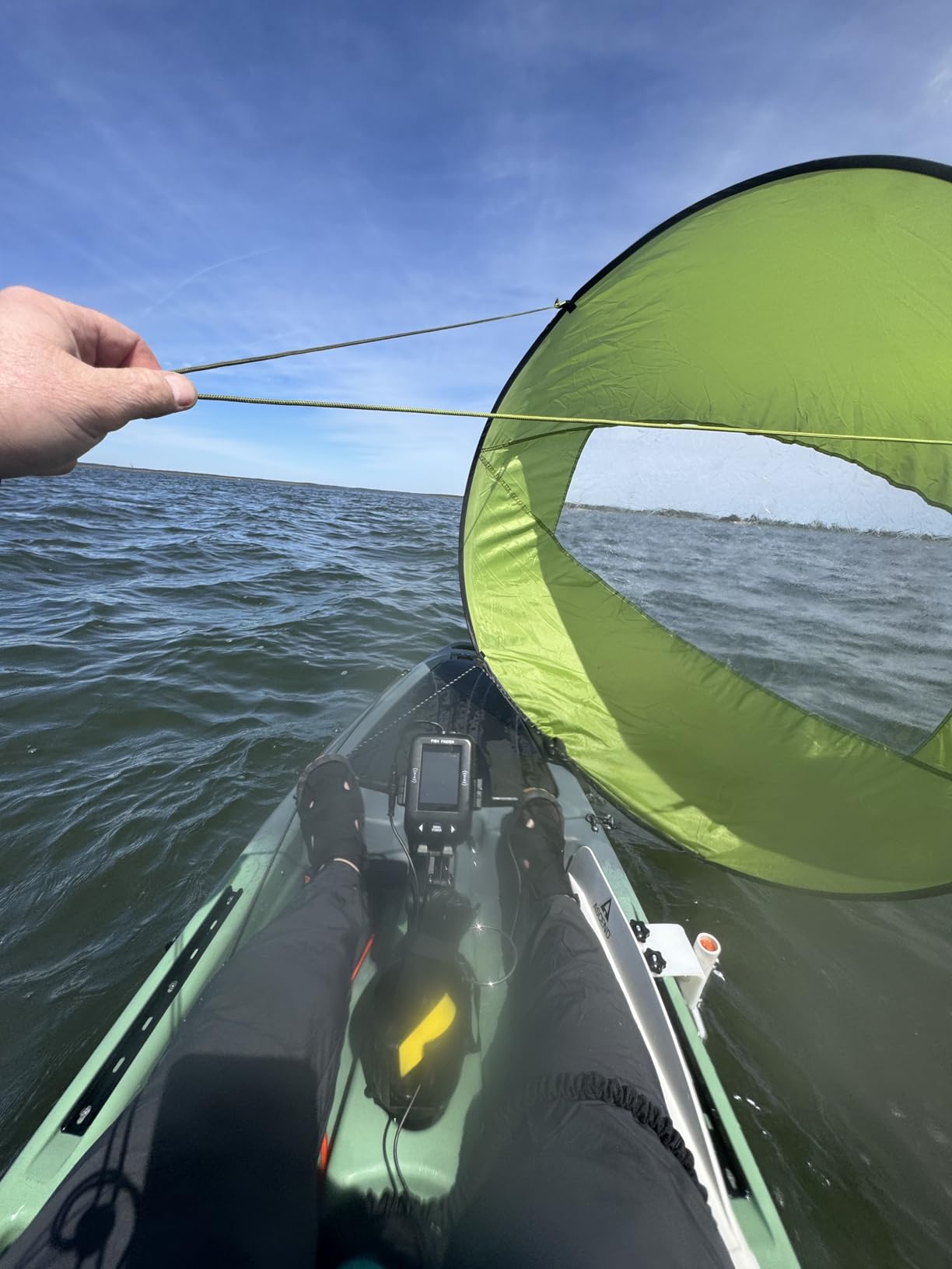 Kayak Wind Sail, Portable Foldable Durable Wind Sail with Transparent Window for Kayak Canoes (Blue) customer photo 2