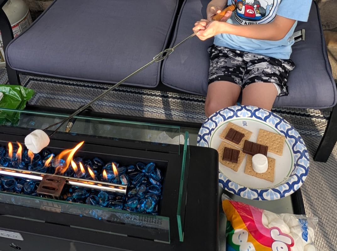 Happygrill 30 Inch 40,000 BTU Tabletop Propane Fire Pit with Wind Guard | Table Top Firepit Fire Bowl with Glass Rocks, Stainless Steel Burner & Cover, Outdoor Portable Fireplace for Patio, Camping customer photo 2