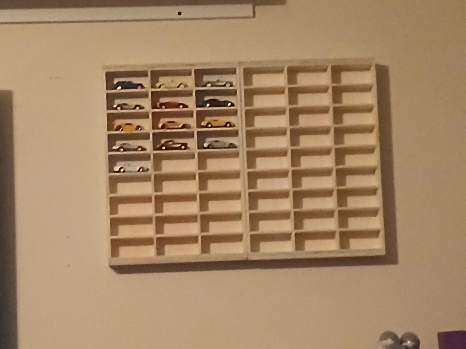 1:64 Model Car Wooden Display Case, 54 Space, Storage Display Shelf, for 1/64 Scale Toy Cars, Wall Mount, Model Car Display Organizer, Collapsible Toy Car Storage (Only case) customer photo 1