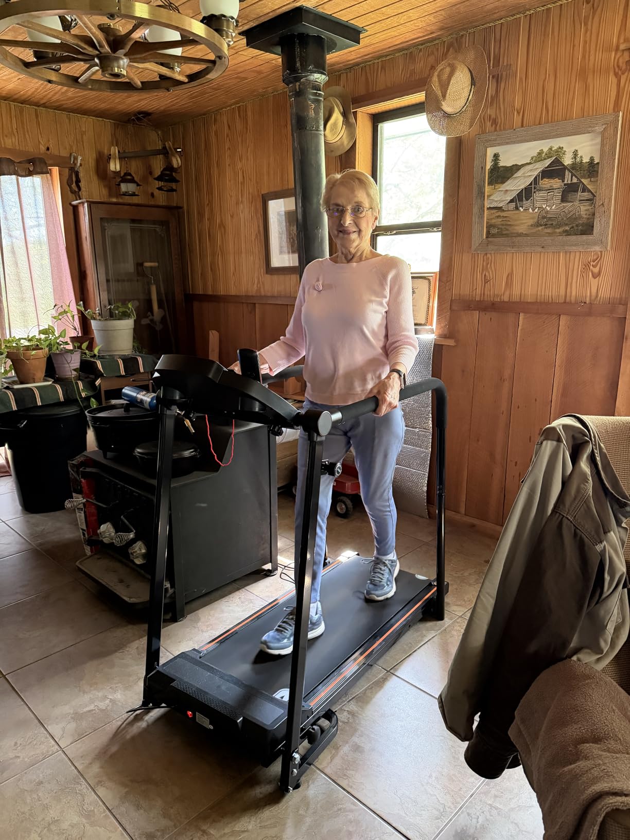 Redliro Treadmill for Seniors with Long Handrail-Walking Treadmill for Home | 0%-2% Incline, 300 lb Capacity, Mute & Screen Off Controls, Auto Lube, Phone Holder, Wheeled, Compact for Apartment customer photo 2