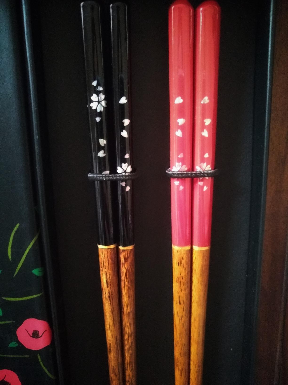 Wooden Japanese Chopsticks Reusable with Ceramic Panda Holders 2 Pair customer photo 2