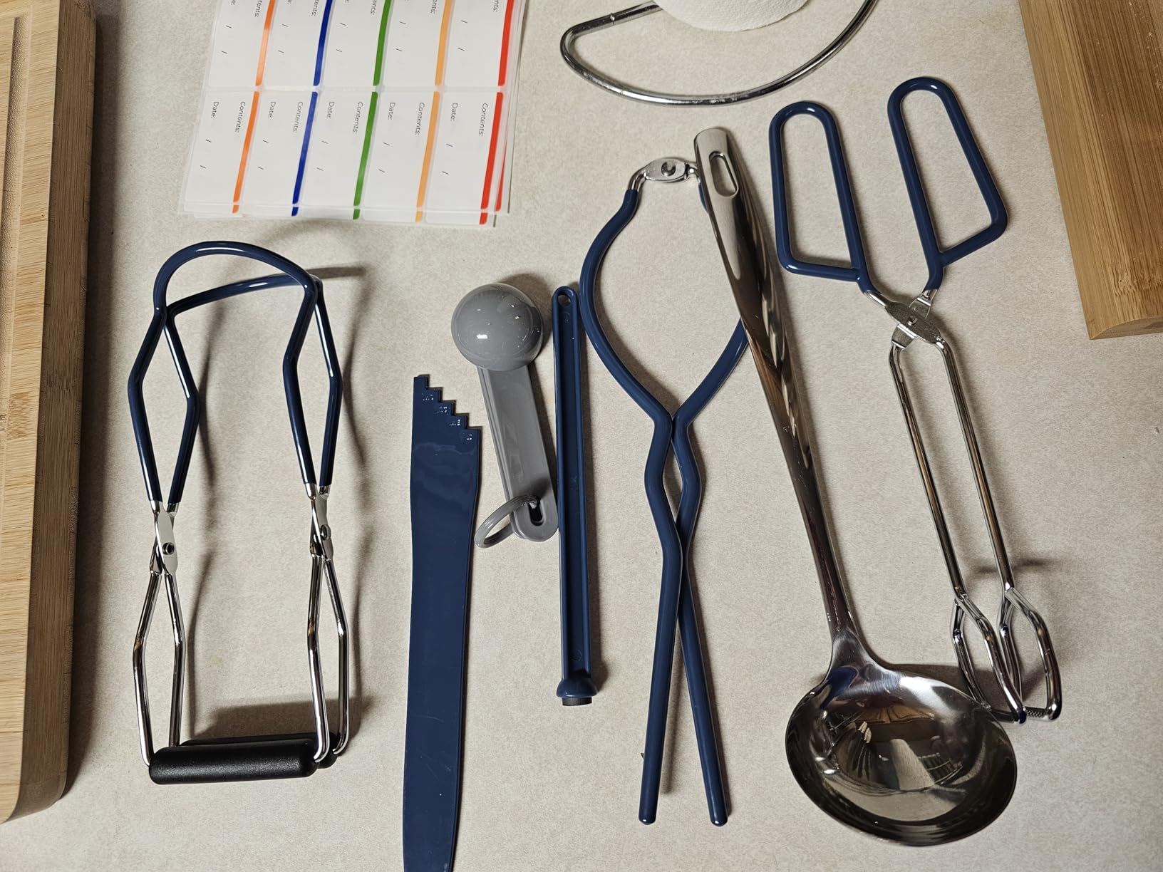 Canning Supplies Starter Kit, Canning Kit for Beginners of 9 with Jar Lifter, Wide Mouth Funnel, Wrench, Tongs, Lid Lifter, Bubble Popper, Canning Labels, ladle, Measuring spoon - Blue customer photo 1
