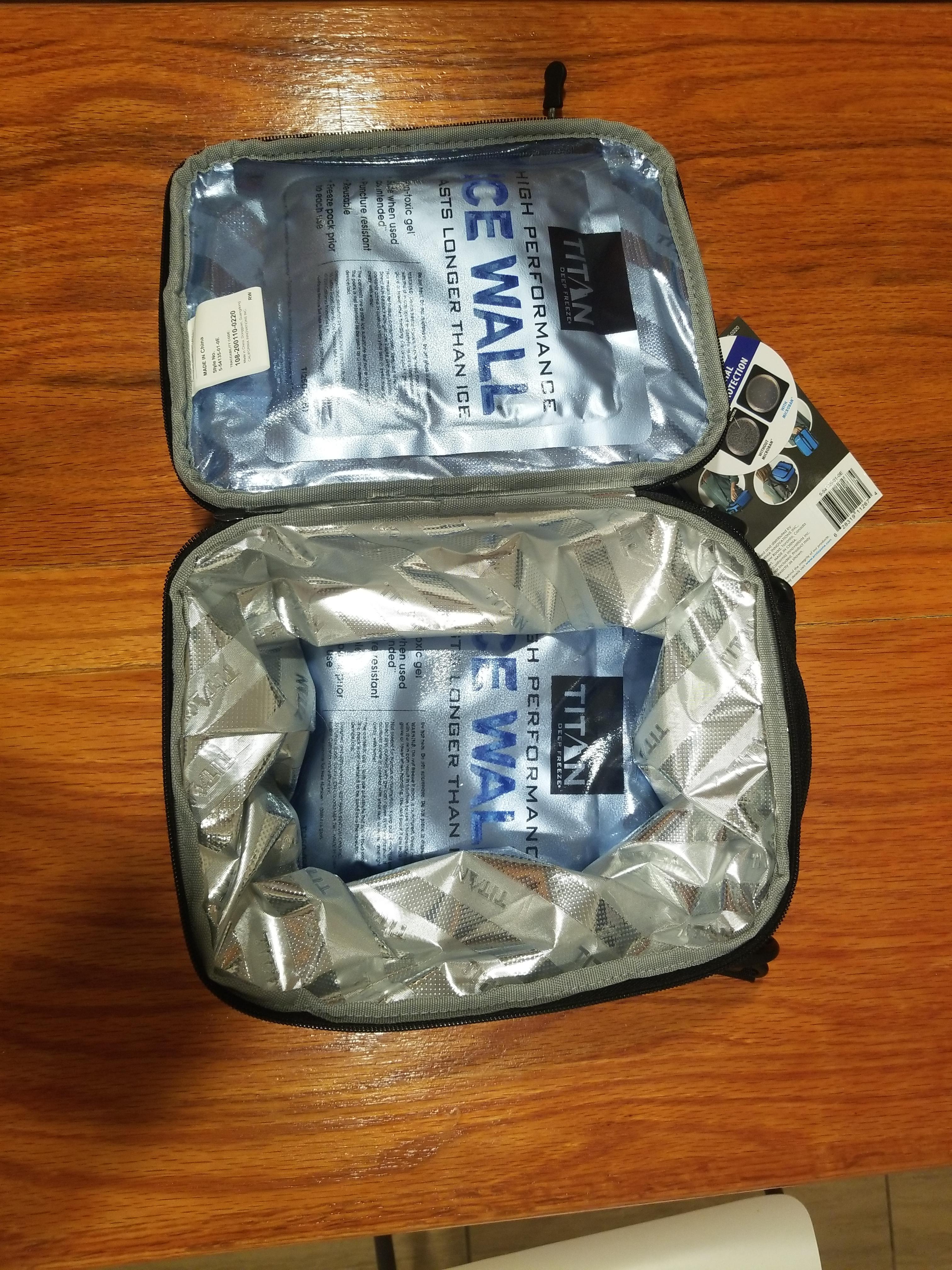 Titan by Arctic Zone Expandable Lunch Box 2 Ice Packs Sharkskin Gray Fridge cold insulated cooler bag with leak proof lining for men and women includes 2 gel ice packs customer photo 2