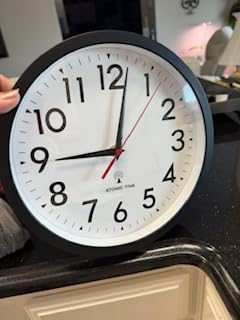 DAXSMY 10 Inch Atomic Wall Clock, Battery Operated Silent Non Ticking | Silver analog clock; large easy-read dial for outdoor, classroom, living room, bedroom & bathroom; 1AA battery (not included) customer photo 2