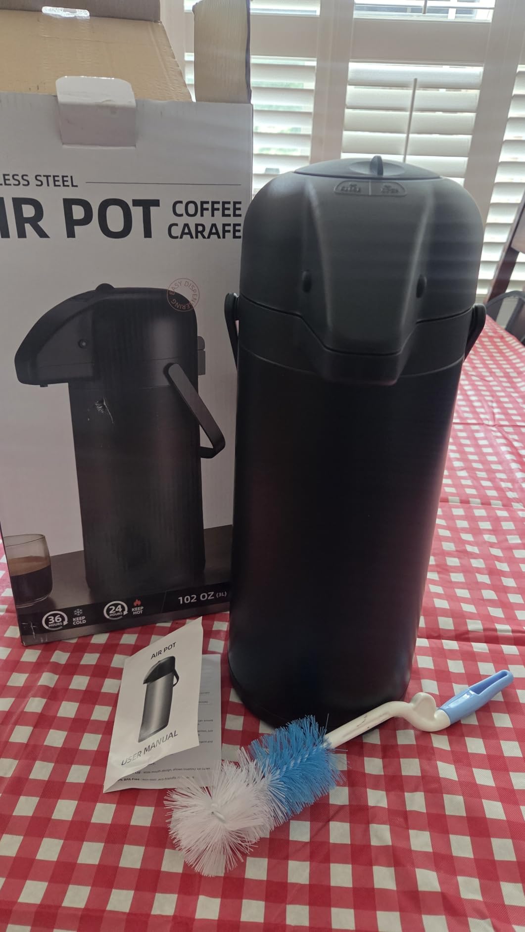 Coffee Carafe for Keeping Hot - Gezoss 102OZ / 3L Airpot Coffee Dispenser with Pump - Large Coffee Carafe for Hot Drinks Tea Liquid - Insulated Stainless Steel Hot Water Beverage Urn for Parties customer photo 2