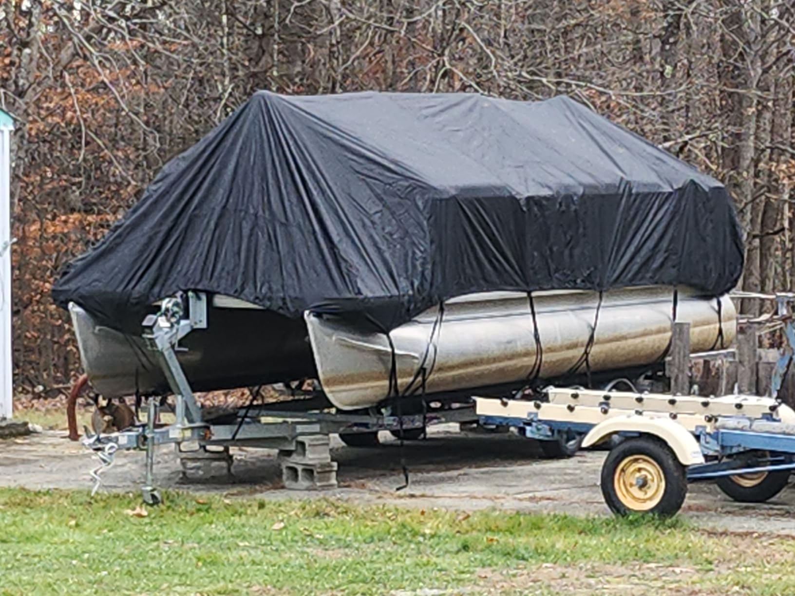 1200D Pontoon Boat Cover 21-24ft with Support Poles 2 Pack, Gray | Heavy Duty Pontoon Boat Cover with Motor Cover, Waterproof Boat Cover for Pontoon, Adjustable 16 Tie Down Straps customer photo 1
