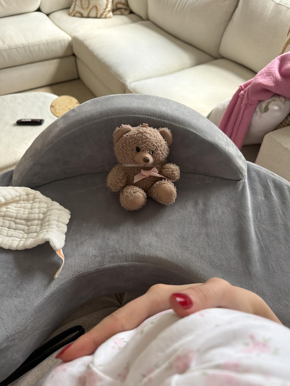 Momcozy CozyPro Nursing Pillow for Breastfeeding with Lumbar & Arm Support | Innovative Safety Guard, Adjustable Waist Strap for All Body Types, Firm Memory Foam, 28% Wider Cushion, Removable Cover customer photo 2
