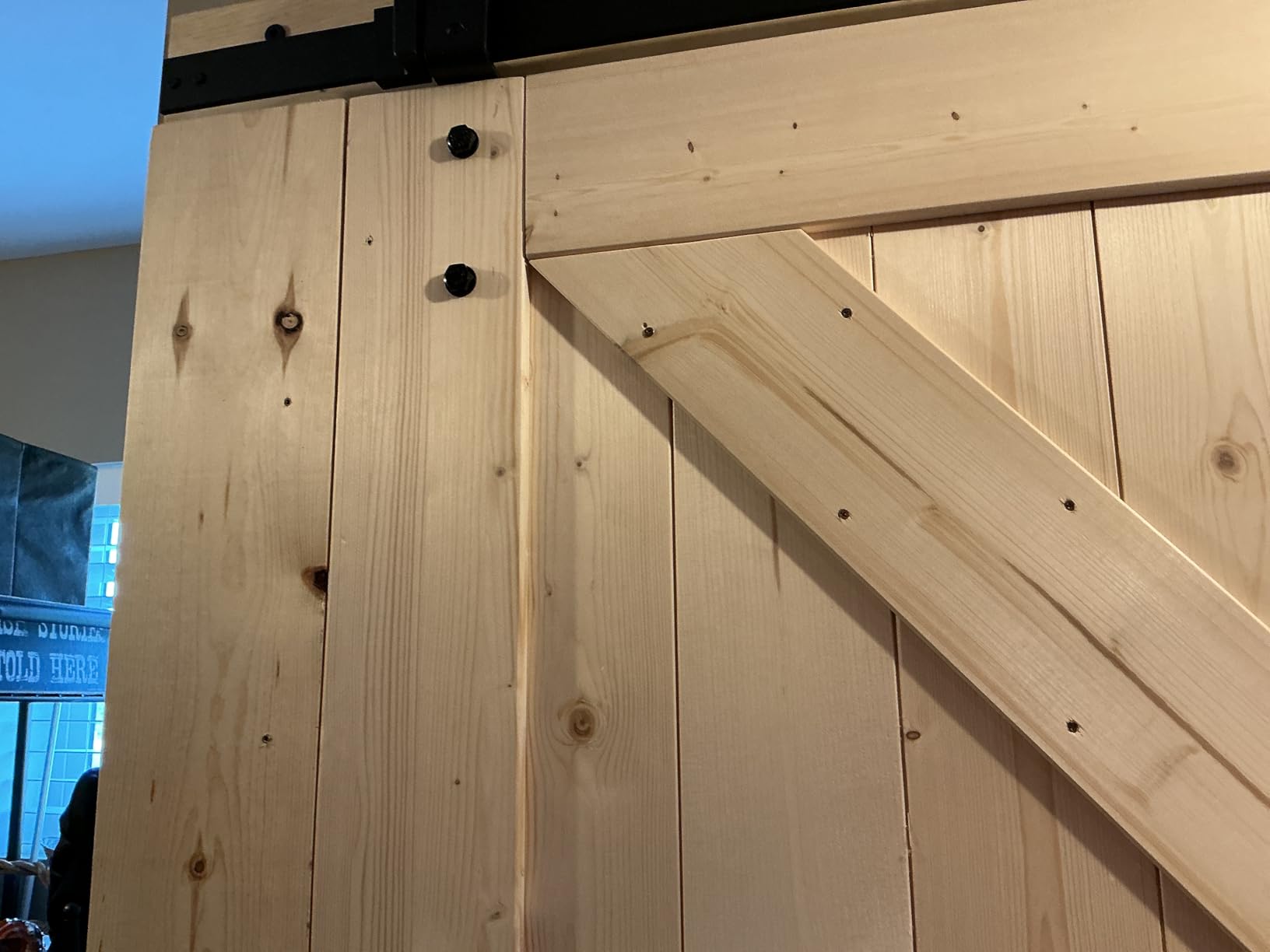 SMARTSTANDARD Double 36in x 84in Bypass Barn Door with 6.6FT Hardware Included, Unfinished Solid Wood customer photo 1