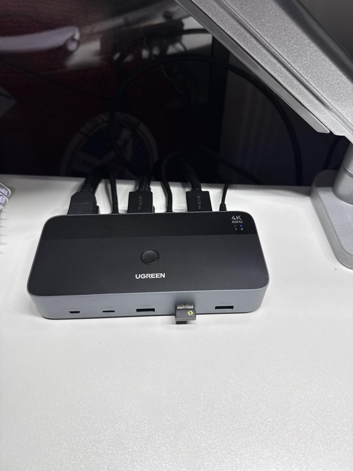 UGREEN HDMI KVM Switch 2 Monitors 2 Computers 4K@60Hz, with 4 USB 3.0 Ports | for 2 Computers Sharing 2 Monitors Keyboard Mouse Printer Webcam Hard Drives, with 4 HDMI + 2 USB Cables, Power Adapter and Controller customer photo 1