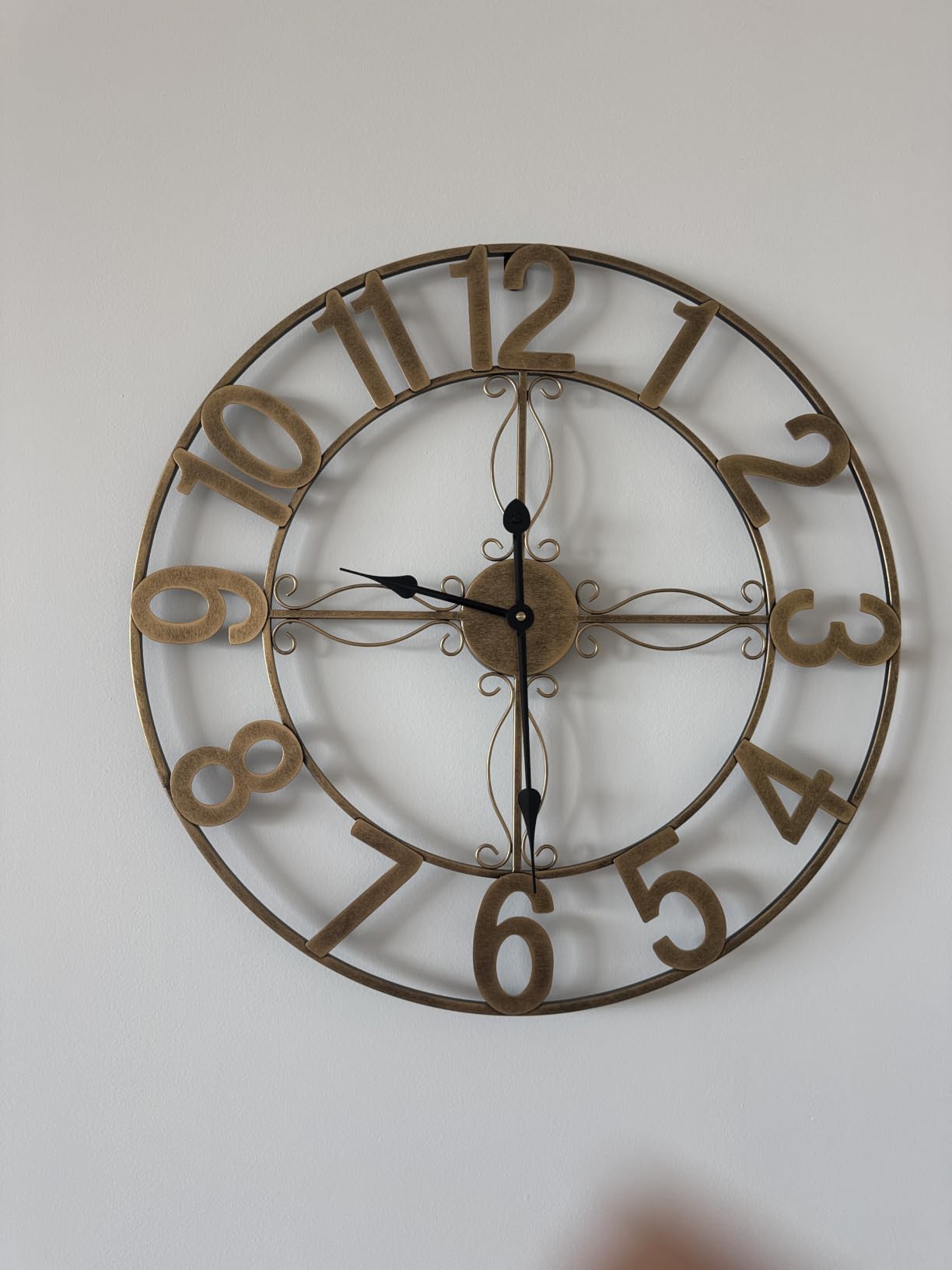 Cuspin Large Wall Clock for Living Room Decor, 30 Inch Gold Wall Clock Battery-Operated Silent Non Ticking, Modern Gold Decorative Metal Clock with Arabic Numerals customer photo 1