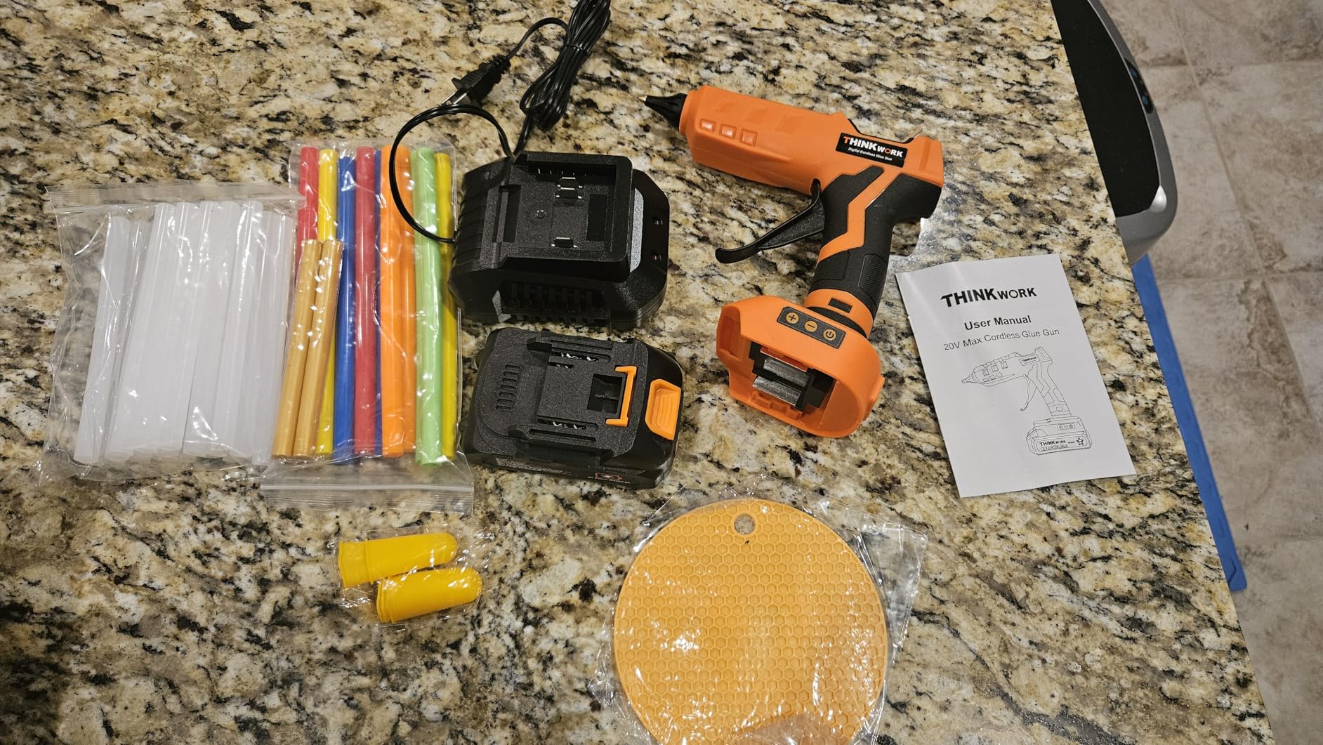 THINKWORK 20V Cordless Glue Gun with 32 Glue Sticks - Digital Display | Drip-Free Fast Heating Full Size Heavy Duty Hot Glue Gun for Crafts DIY, Repair, Gift customer photo 1