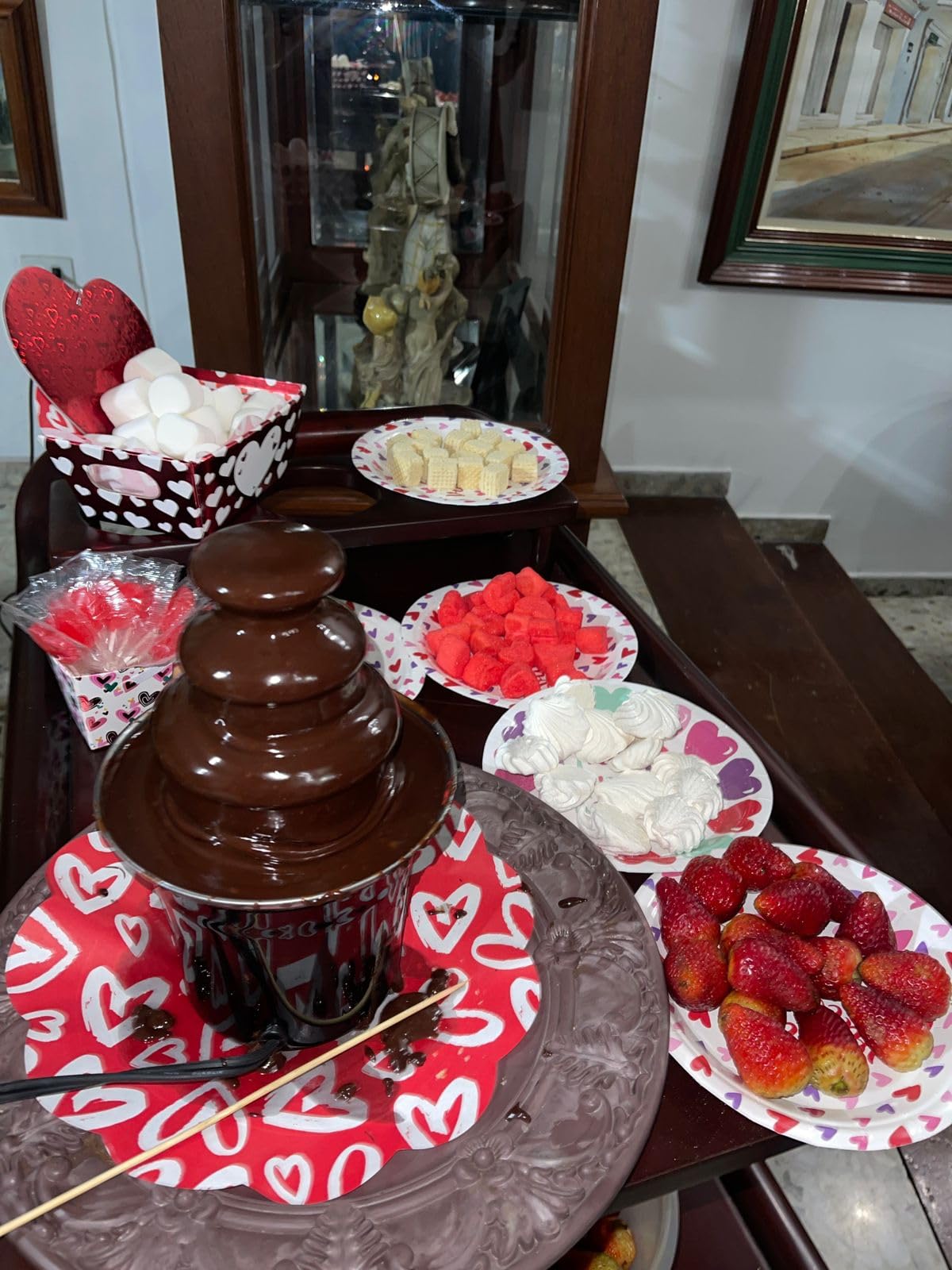 MINI Chocolate Fountain Machine Small Electric Chocolate Fondue Fountain Machine for Party for Candy Butter Cheese (Black) customer photo 1