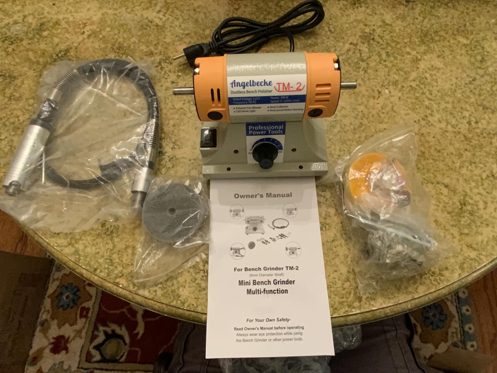 Angelbecke Jewelry Polisher, Adjustable Speed Polishing Machine | Multi-Function Bench Lathe Polisher, Bench Grinder Used for Jewelry, Dental, Metal, Manual DIY customer photo 1