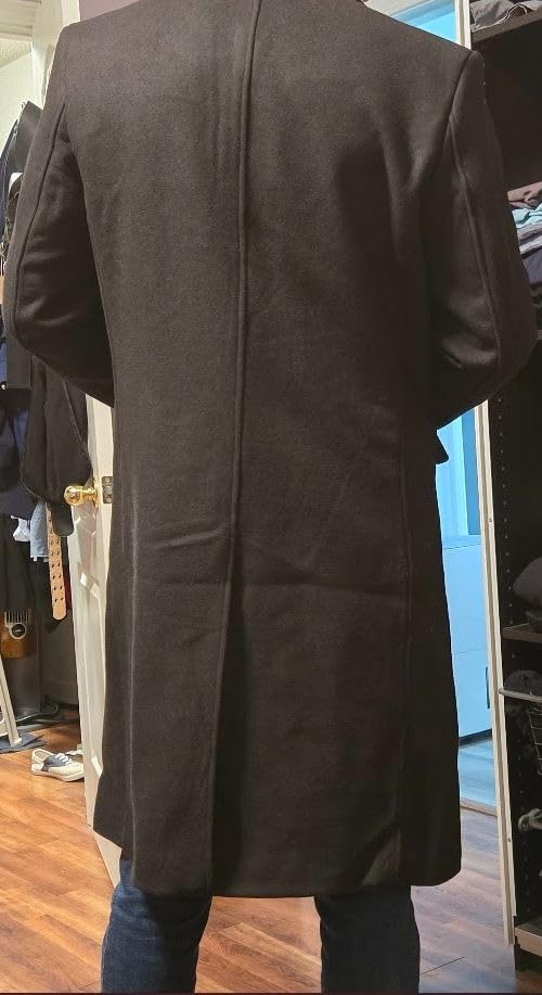 xxiticat Men Winter Trench Coat Quilted Long Jacket Overcoat Wool Pea Coat | Casual Formal Business Warm Windbreaker Long Sleeve Notch Lapel Single Breasted Cotton Fleece Lining Dress Peacoat Outerwear customer photo 2