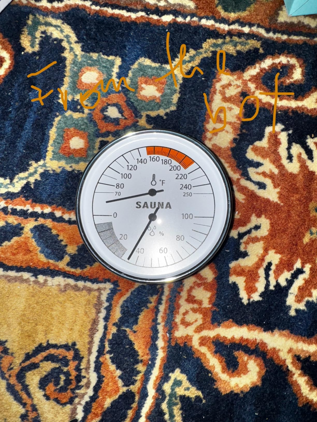 Sauna Thermometer Hygrometer, 70-250°F & 0-100% RH Gauge for Sauna Rooms | aluminum & glass construction hanging or standing setup large dial clear marks rustproof & heat-resistant materials customer photo 2