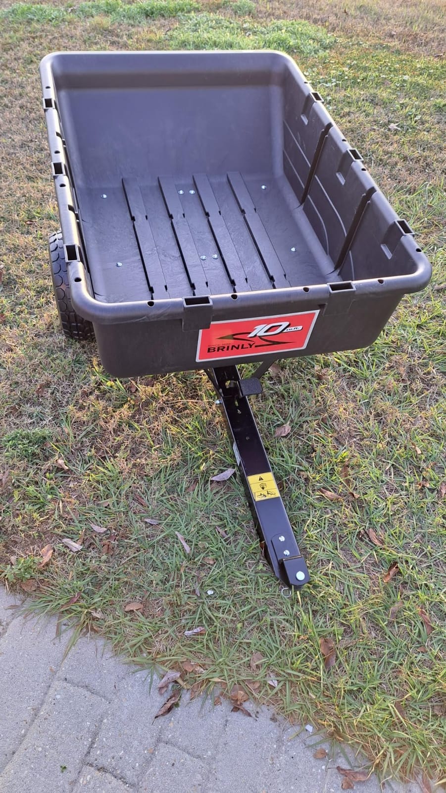 Brinly 10 cu.ft. 650lb Heavy Duty Tow-Behind Poly Utility Cart & Dump Trailer with Magnetic Hitch Pin & Compression Molded Bed customer photo 1