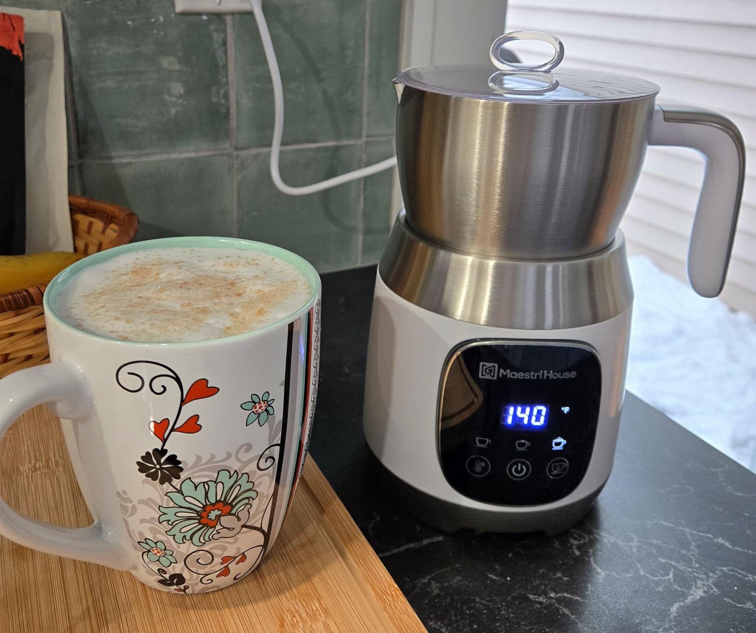 Maestri House Milk Frother, Variable Temp and Froth Thickness DualFro 600 Milk Frother Steamer, 21OZ Smart Touch Control Milk Warmer, Dishwasher Safe, Memory Function for Latte&Hot Chocolate (Black) customer photo 1