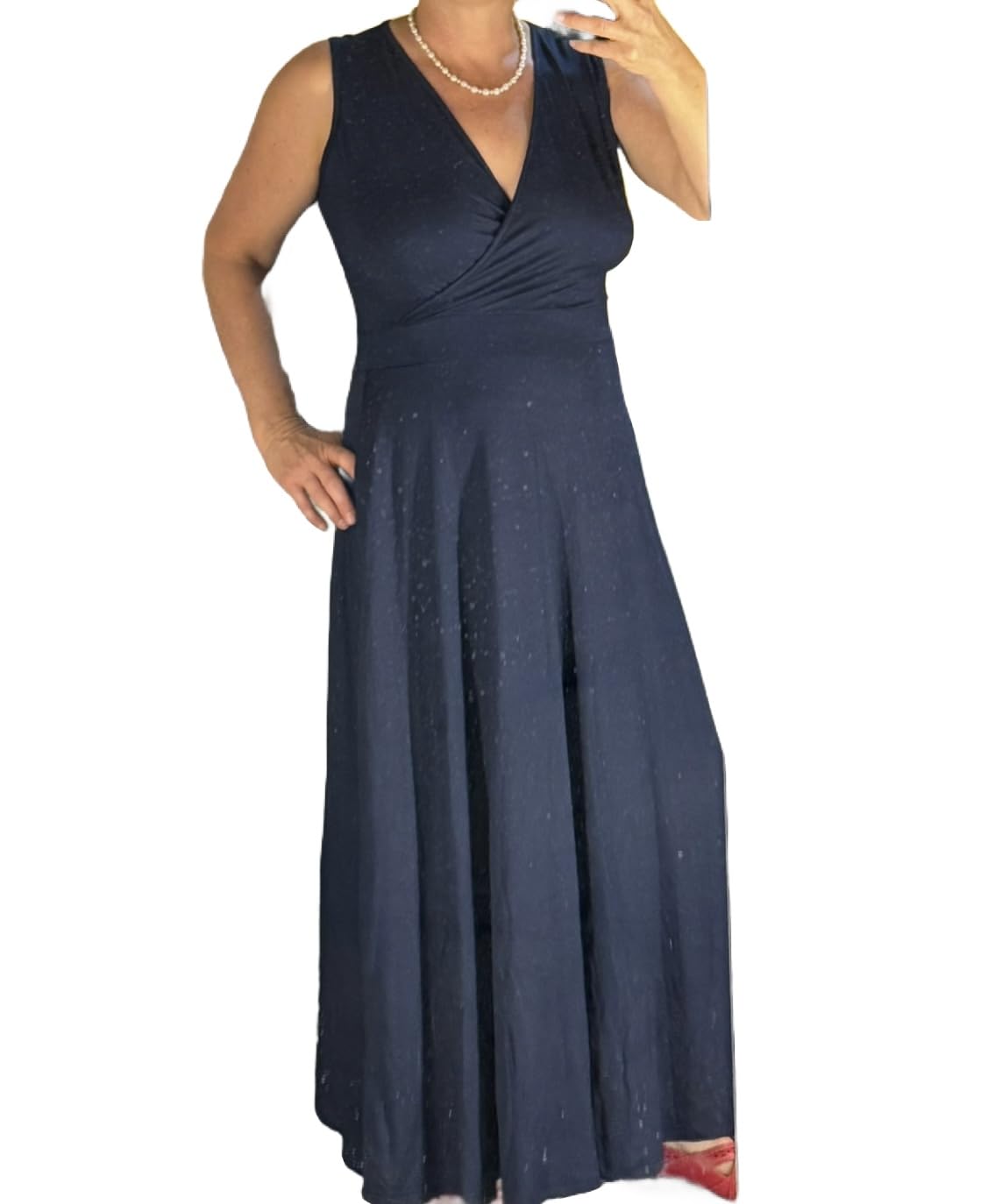 AUSELILY Womens Maxi Dress Summer Sleeveless Wrap Long Dresses with Pockets | V-Neck Wrap Sleeveless Sundress, fits formal, casual, beach, vacation & daily wear customer photo 1