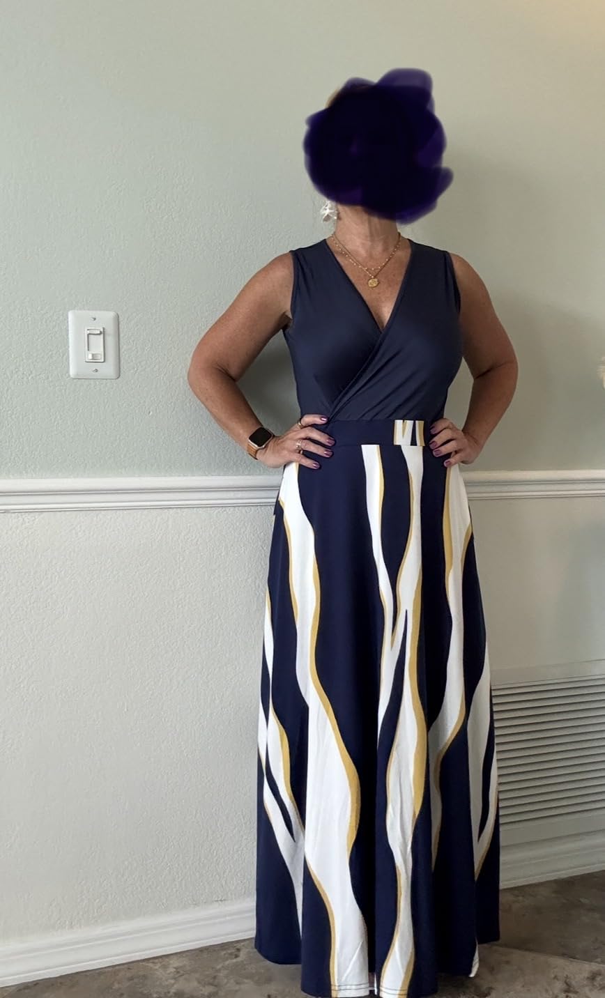 AUSELILY Womens Maxi Dress Summer Sleeveless Wrap Long Dresses with Pockets | V-Neck Wrap Sleeveless Sundress, fits formal, casual, beach, vacation & daily wear customer photo 2