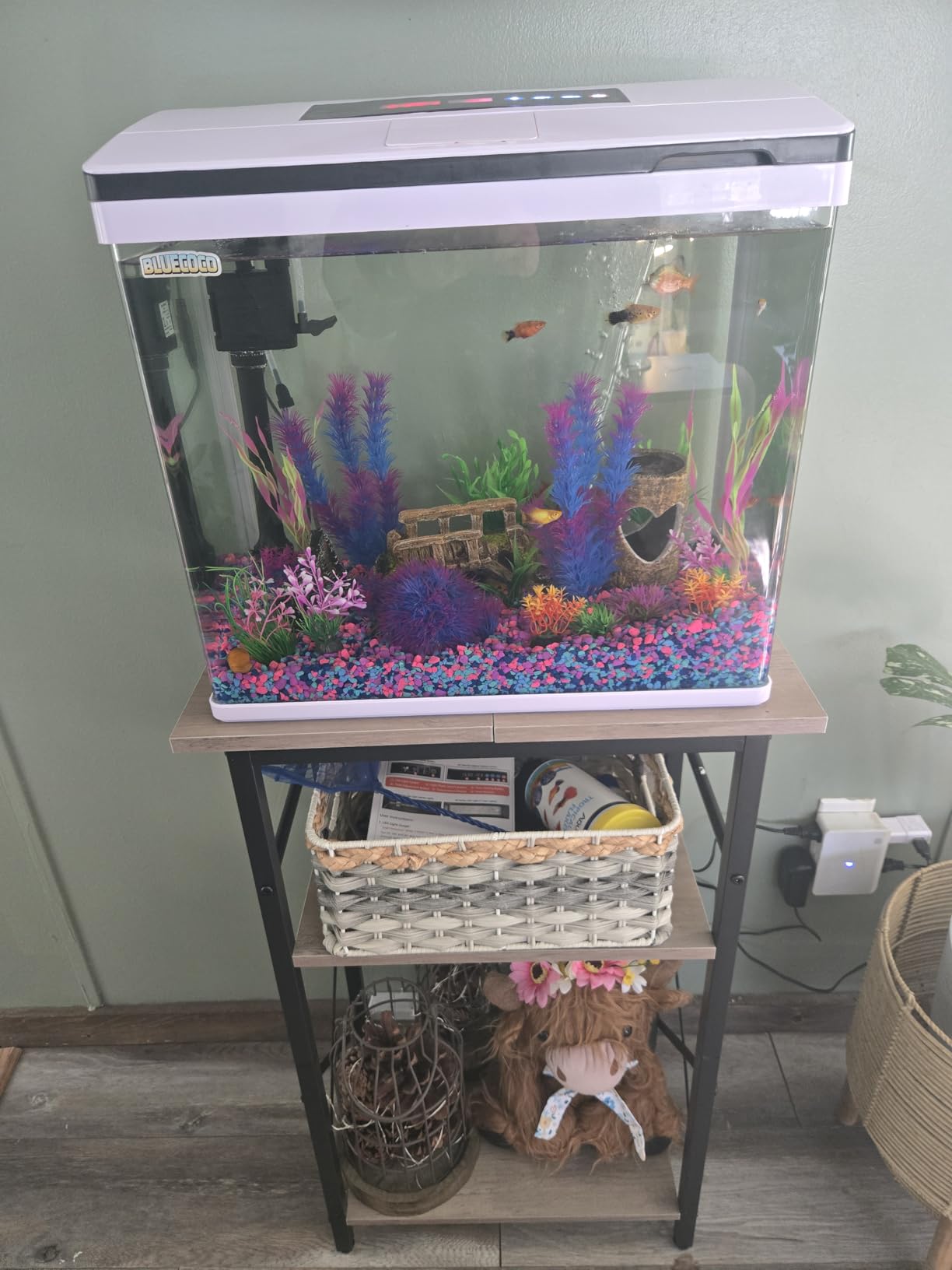 HOOBRO 10 Gallon Aquarium Stand, 3-Tier Fish Tank Stand with Storage, Reptile Turtle Tank Stand with Metal Frame, 20.5