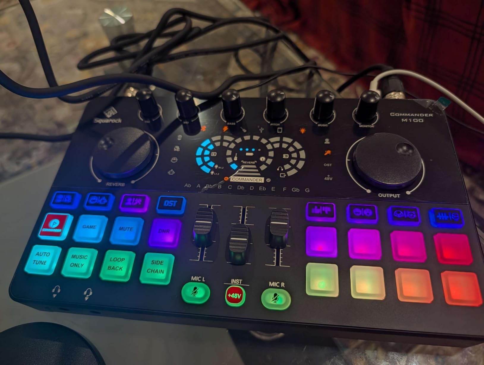 M100 Podcast Equipment Bundle for 4, Audio Interface with 4 Dynamic Microphone, 4 Desktop Mic Stands, Voice Change, DJ Mixer for Vocal Recording Podcasting,Streaming,Singing TikTok, COMMANDER M100 3rd customer photo 1
