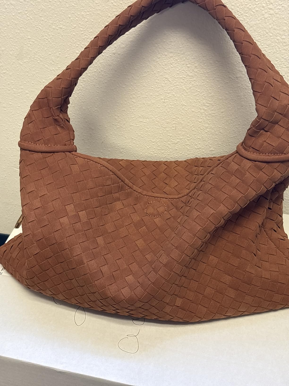Suede Woven Hobo Bags Purses for Women Woven Leather Bag Vintage Tote Bag Retro Handbag Satchel 2025 customer photo 1