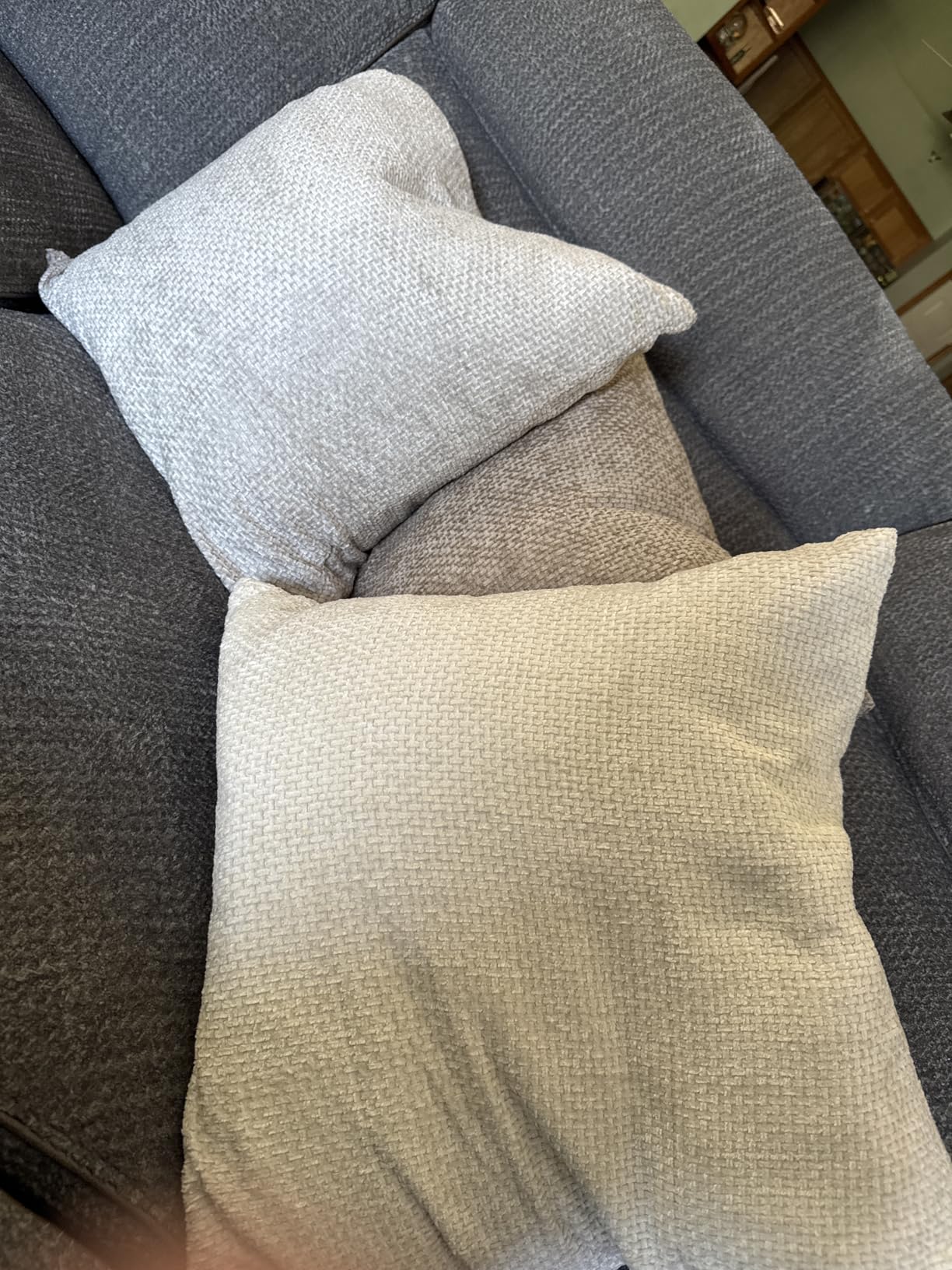 Volcanics Boho Throw Pillow Covers 18x18 Set of 4, Neutral Chenille Decorative Cushion Covers for Couch, Sofa, Bedroom, Living Room, Farmhouse & Mid-Century Modern Home Decor customer photo 1