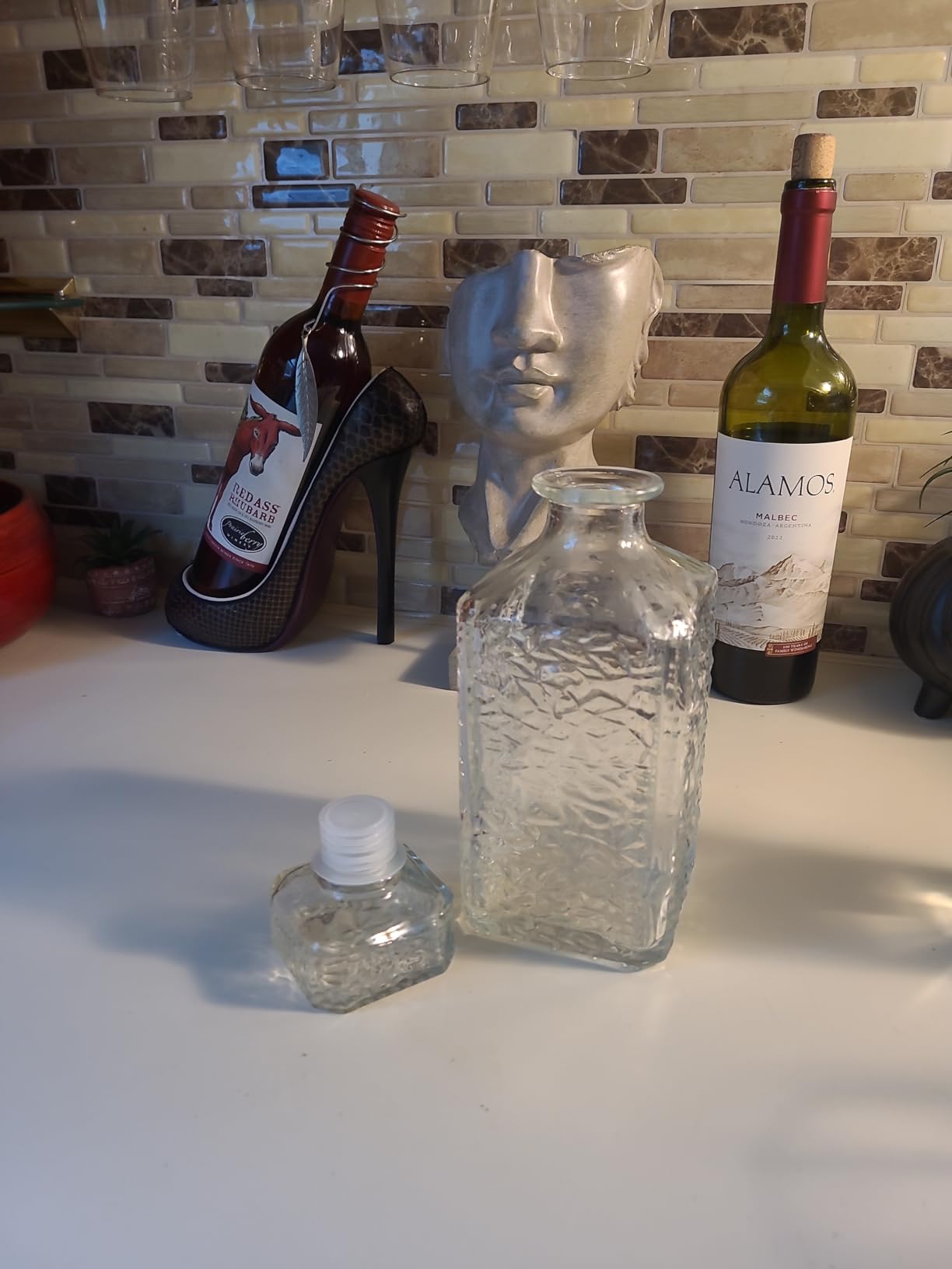 Whiskey Decanter with Airtight Geometric Stopper, 32oz Liquor Decanter, Glass Decanter, Diaphanous Liquor Bottle customer photo 2