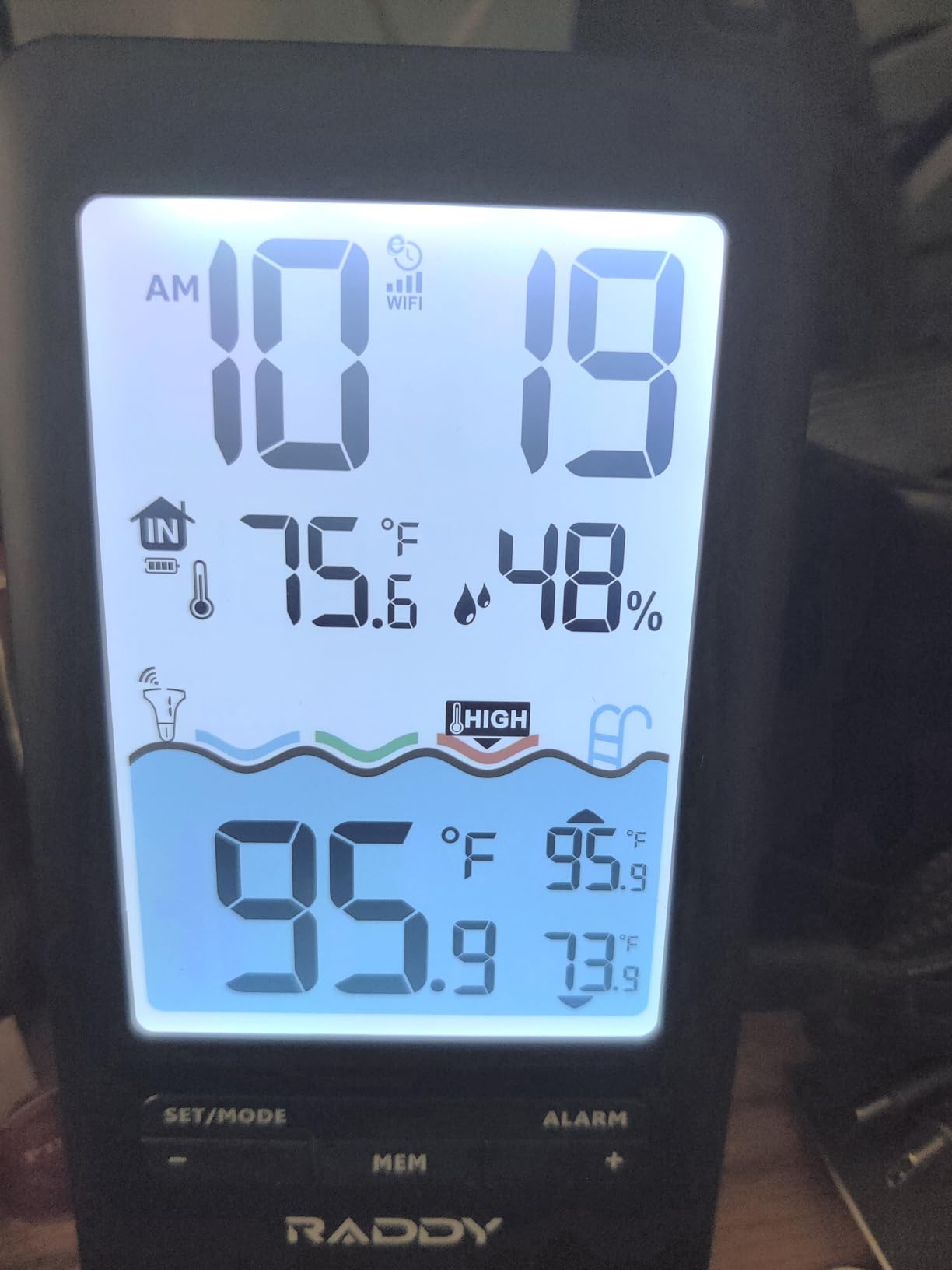 Raddy PT-5 Wi-Fi Smart Floating Pool Thermometer Sensor | Indoor console, app remote monitoring, IPX8 waterproof, solar & USB-C rechargeable customer photo 2