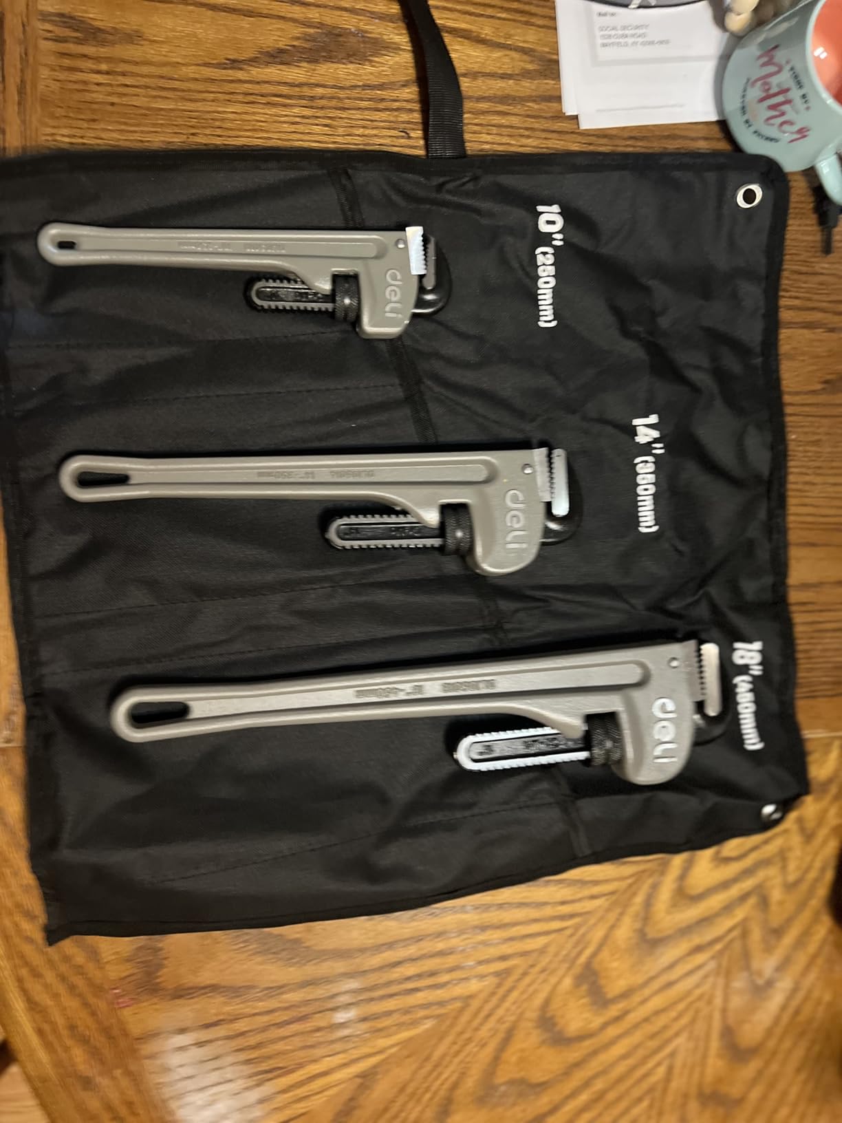 deli 3-Piece Heavy Duty Aluminum Pipe Wrench Set, 10
