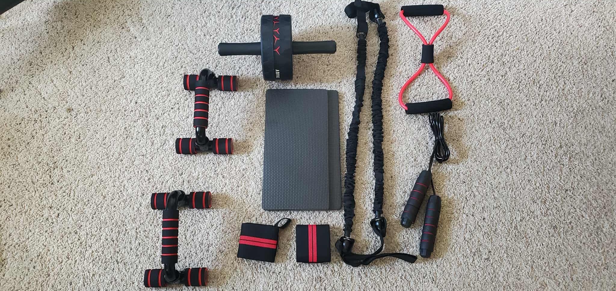Readaeer Ab Roller Wheel, Ab Exercise Wheels Kit with Ab Roller, Resistance Bands, Knee Mat, Jump Rope, Push-Up Bar customer photo 1