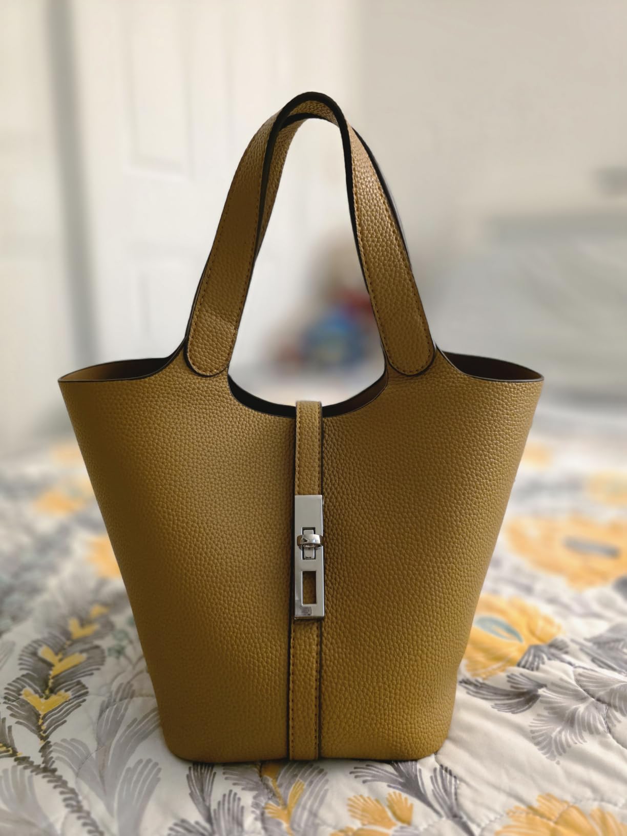 Tote Bag for Women Vegan Leather Bucket Purse for Women Top Handle Handbag Shoulder Bag with Detachable Small Purse customer photo 1