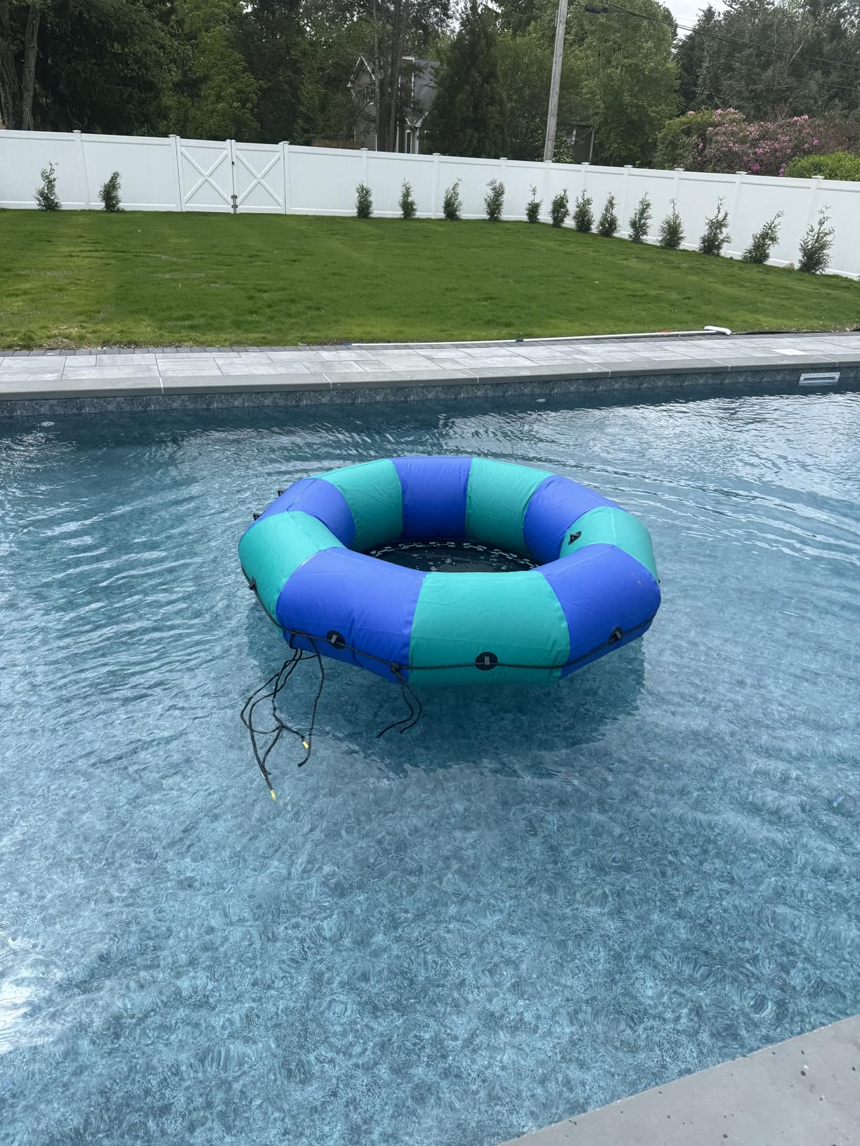 Inflatable Water Trampoline for Lake, 6FT/10FT/12FT/15FT Recreational Floating Water Bouncer with 500W Electric Inflator & Rope Ladder, Kids Adults Portable Pool Trampoline Swim Platform customer photo 2