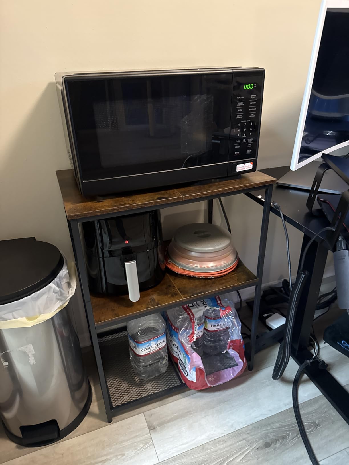 Homleke Kitchen Island with 3 Shelves, Workbench, Metal Frame | Kitchen Shelf with Large Wooden Workstation, Bakers Rack, Rustic Brown and Black customer photo 2