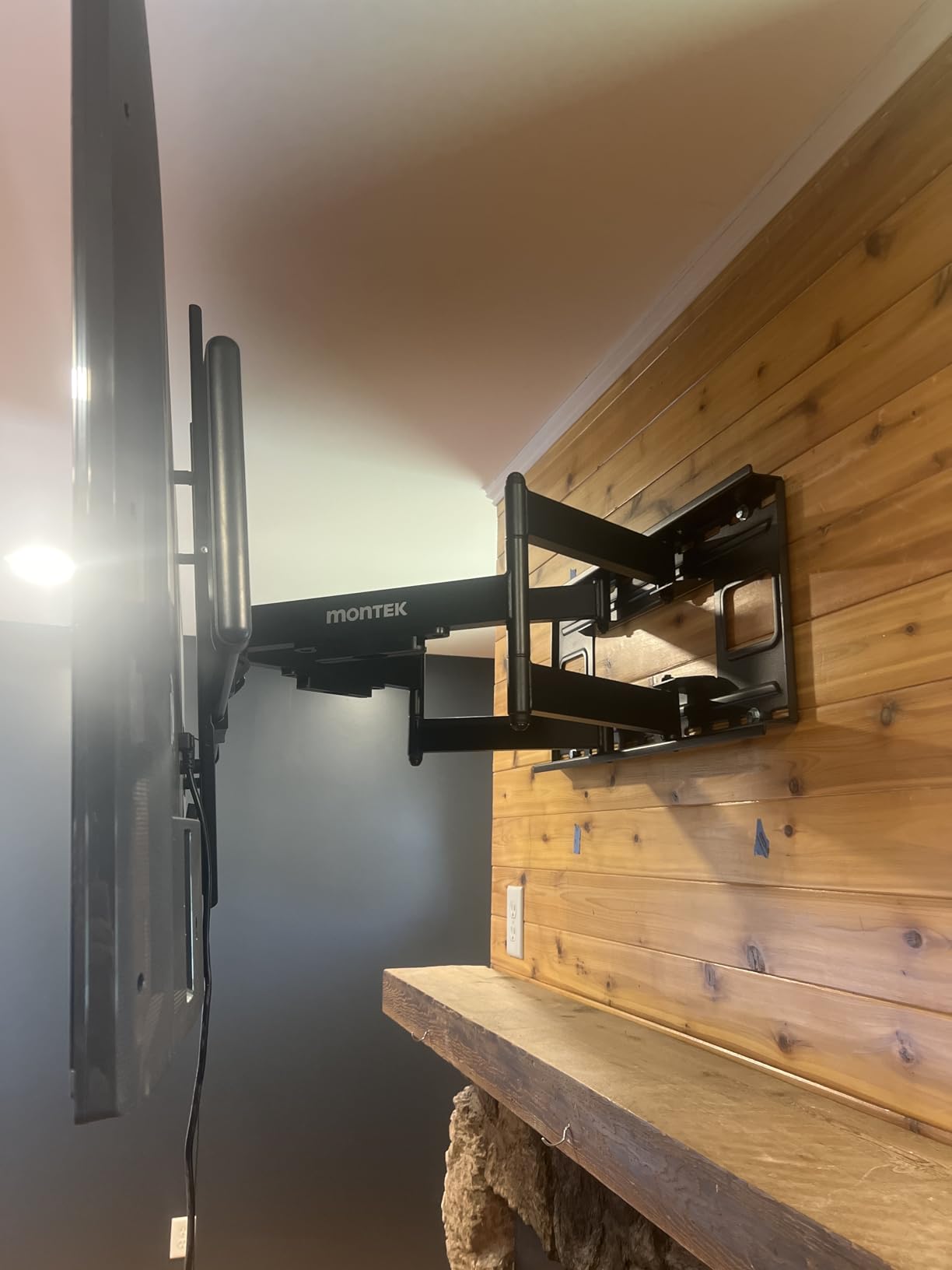 monTEK Heavy Duty Full Motion TV Wall Mount for 60-120 Inch Extra Large TVs | Holds 265 lb, 4X load tested; 27.7 in extension, +/-60 degree swivel and tilt; max VESA 900x600, fits 12-24 in wood studs customer photo 1