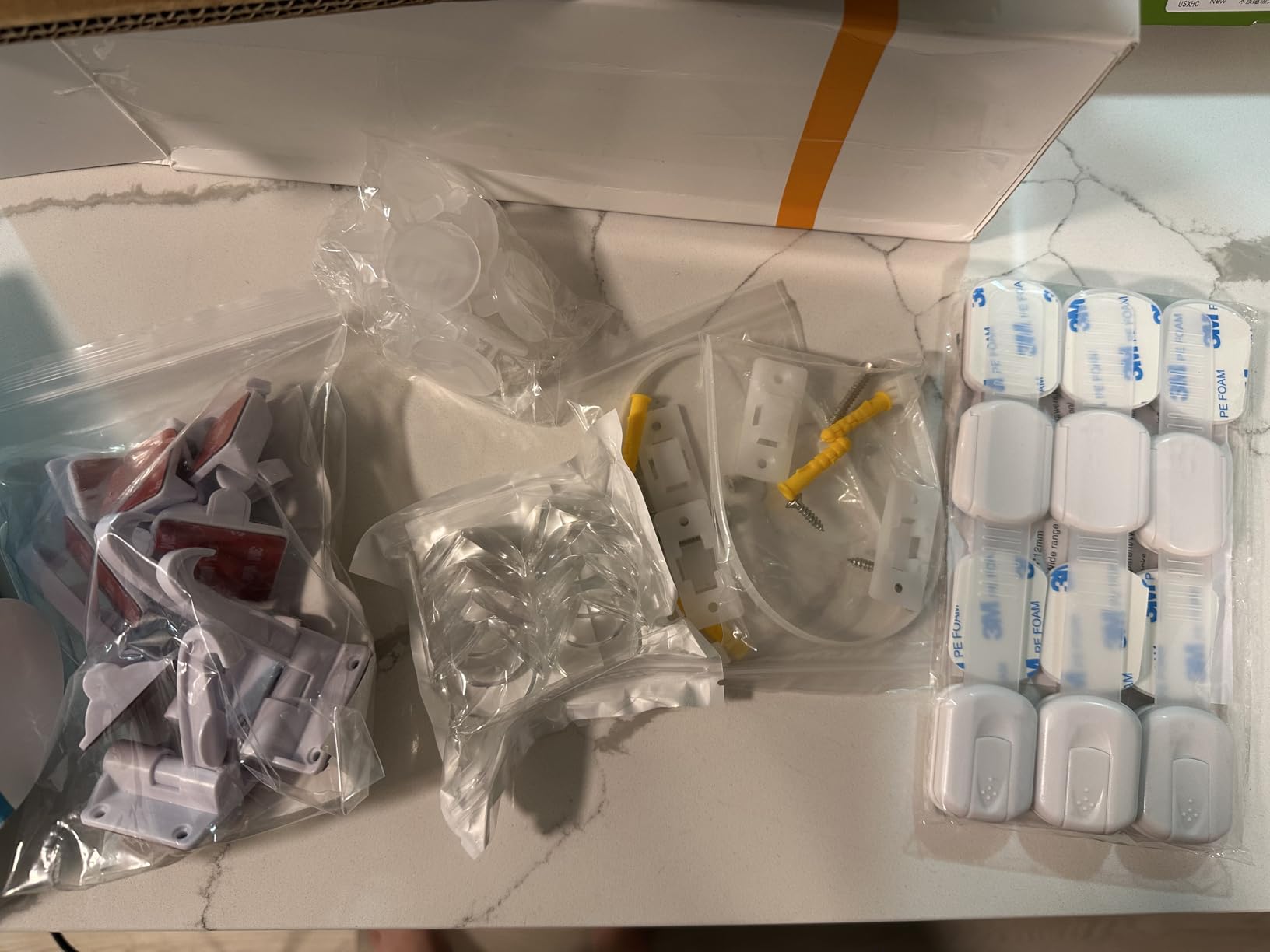 40 Pack Baby Proofing Kit | Hidden Cabinet Drawer Locks, Adjustable Latches, Outlet Covers, Corner Guards & Anti Tip Furniture Anchors Kit. Protecting Baby From Safety Hazards in Your Home. customer photo 2