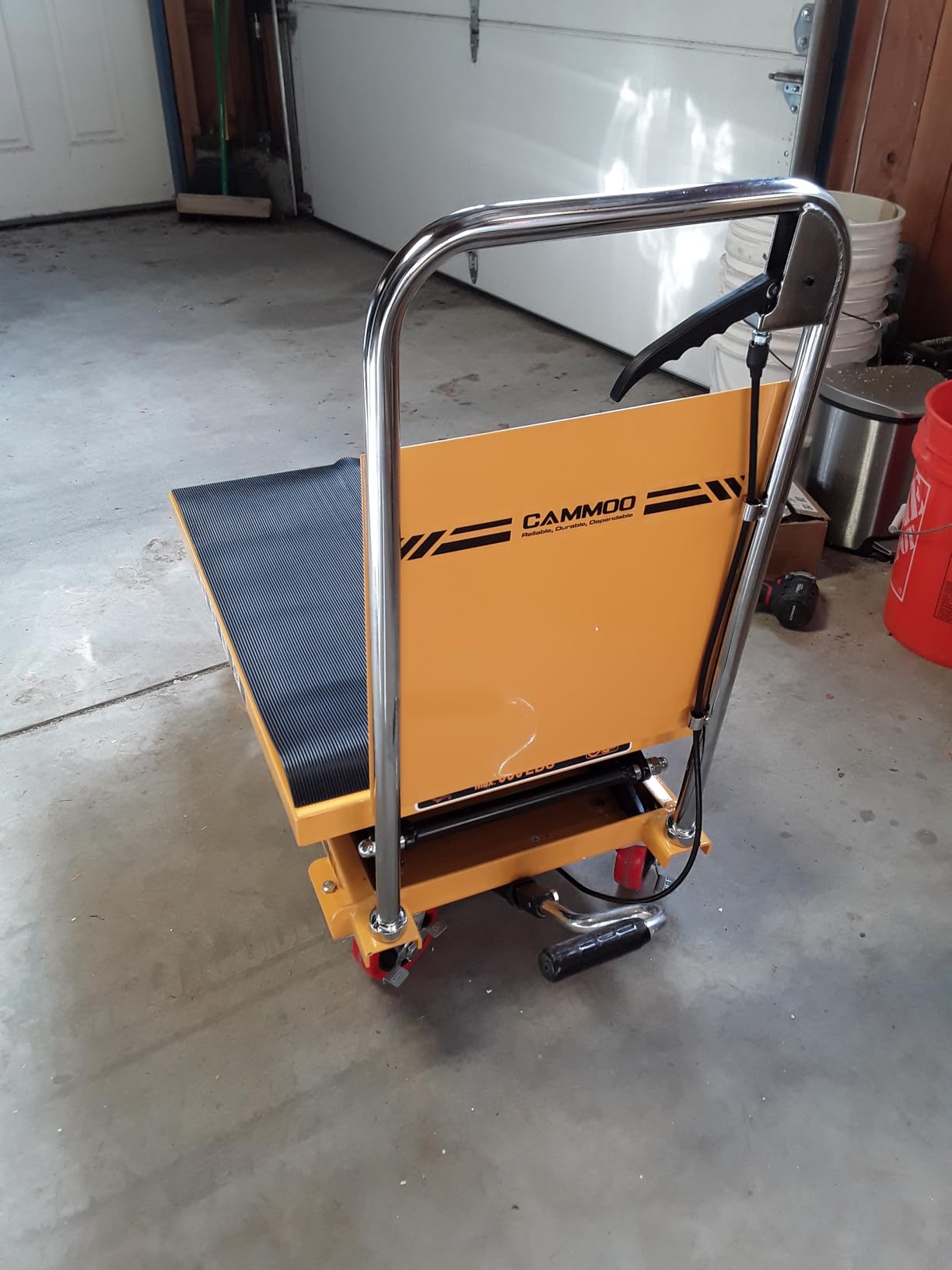 CAMMOO Hydraulic Lift Table Cart, 770 lb Double Scissor Lift, Yellow | 59