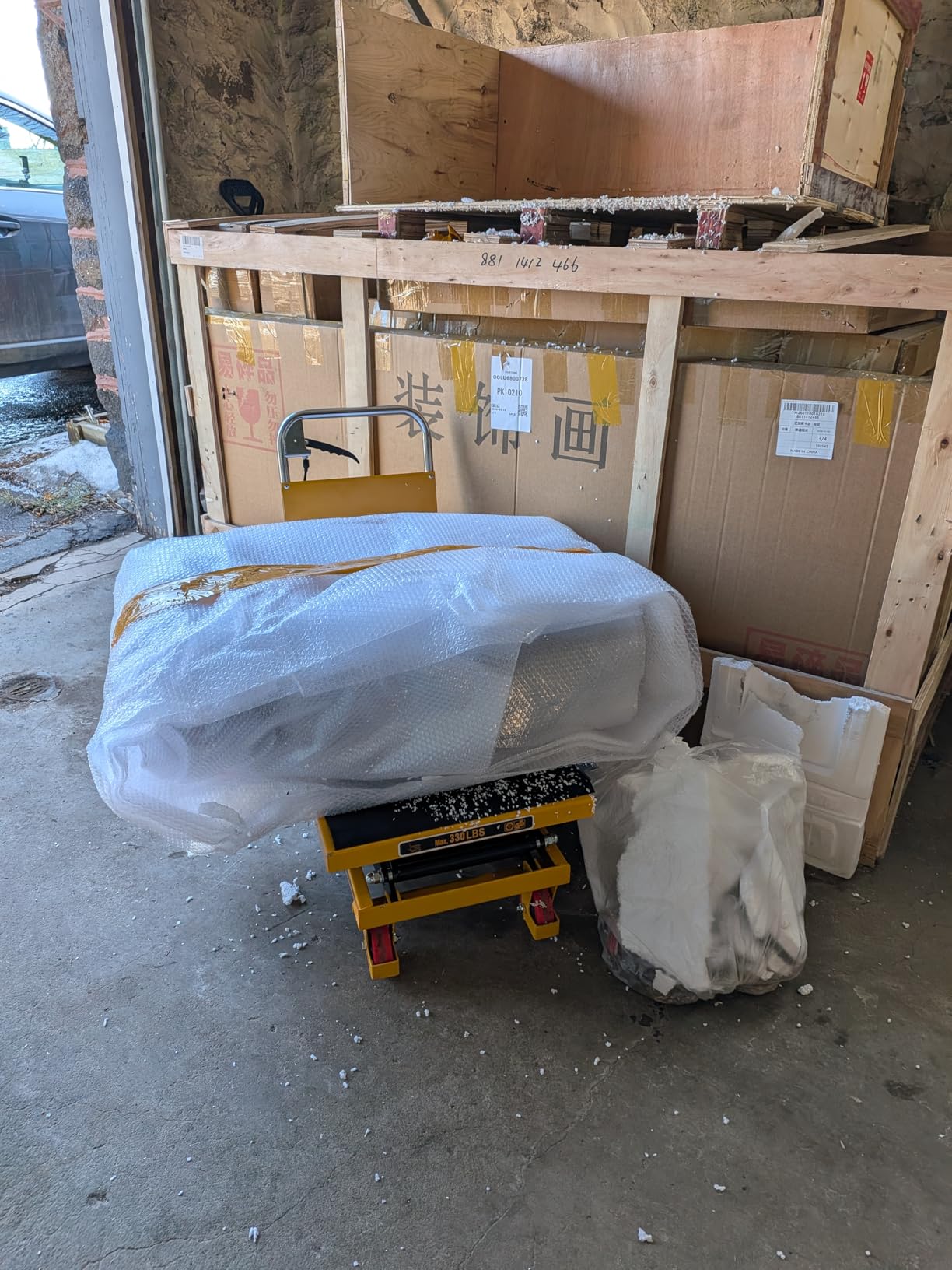 CAMMOO Hydraulic Lift Table Cart, 330 lb Double Scissor Lift, Yellow customer photo 2