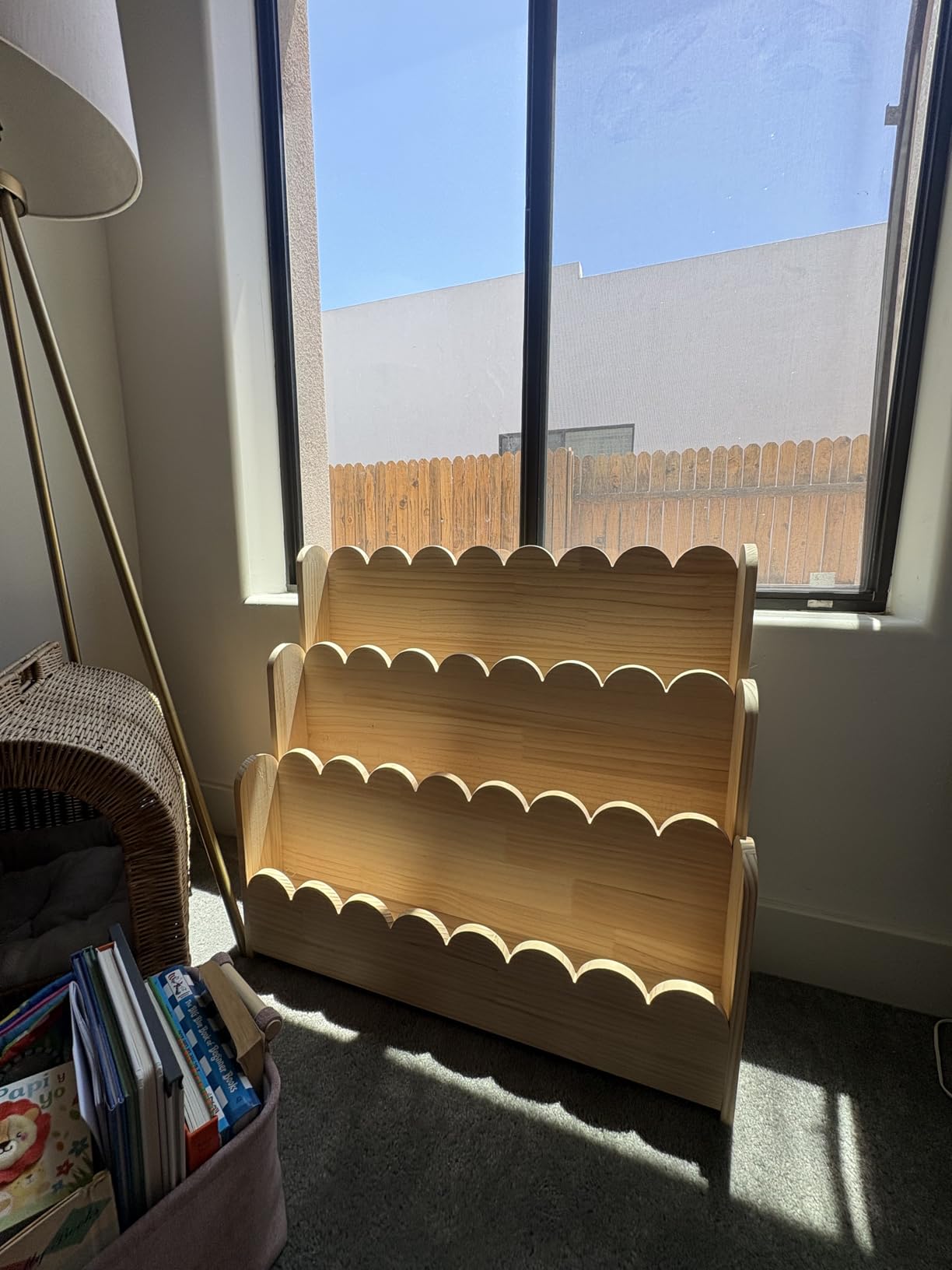SpaceAid 3-Tier Scalloped Bookshelf, Montessori Bookcase for Toddlers, Wooden Book Shelf Organizer Display Furniture for Kids Rooms, Playroom, Nursery and Classroom, Natural customer photo 1