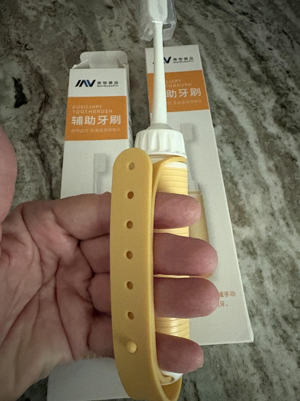 Adaptive Toothbrush for Elderly, Toothbrush for Handicapped Adults, Adaptive Fat Handled Toothbrush for People with Special Needs, Cerebral Palsy, The Disabled (Yellow/2 Pieces) customer photo 1