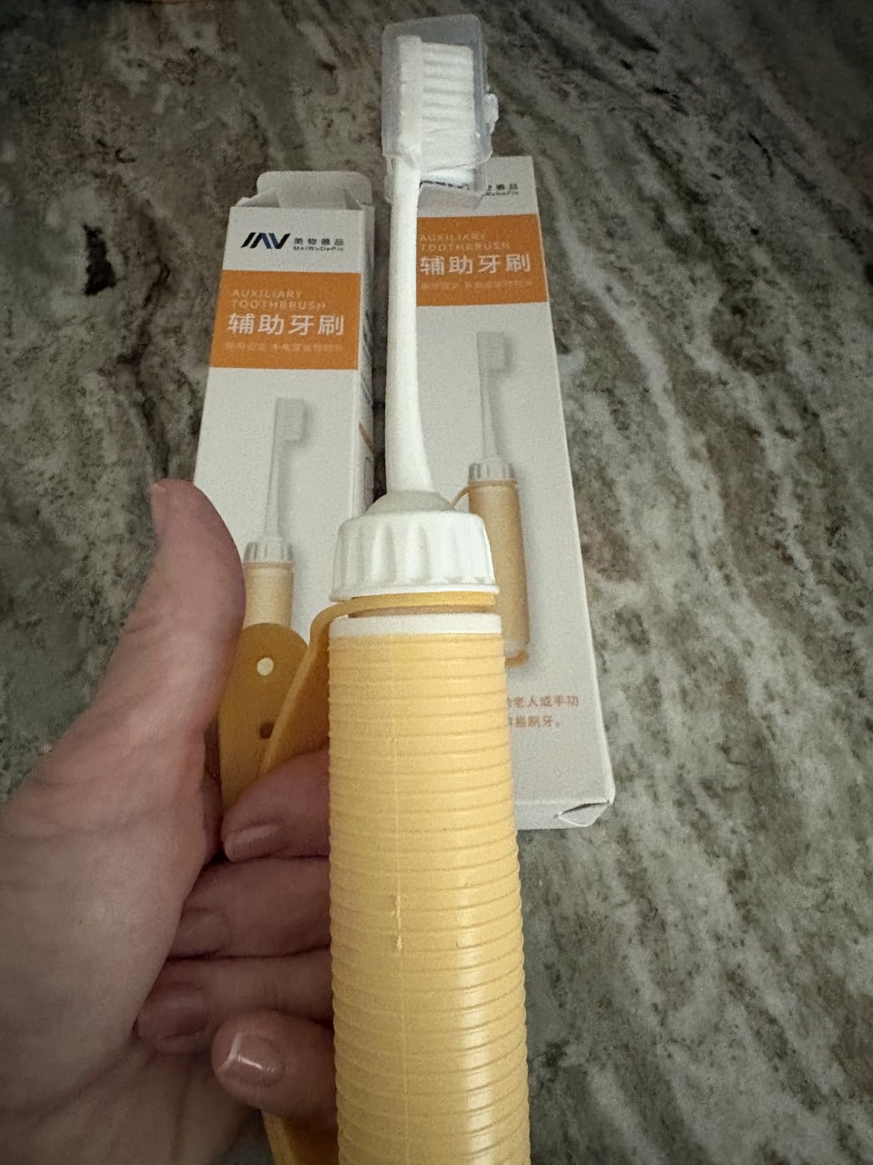 Adaptive Toothbrush for Elderly, Toothbrush for Handicapped Adults, Adaptive Fat Handled Toothbrush for People with Special Needs, Cerebral Palsy, The Disabled (Yellow/2 Pieces) customer photo 2