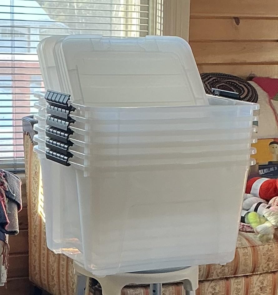 6-Pack 6 Quart Storage Bins with Lids | Transparent design keeps contents visible, Ideal for shoes, photos, documents, and small essentials, Nestable to save space customer photo 2