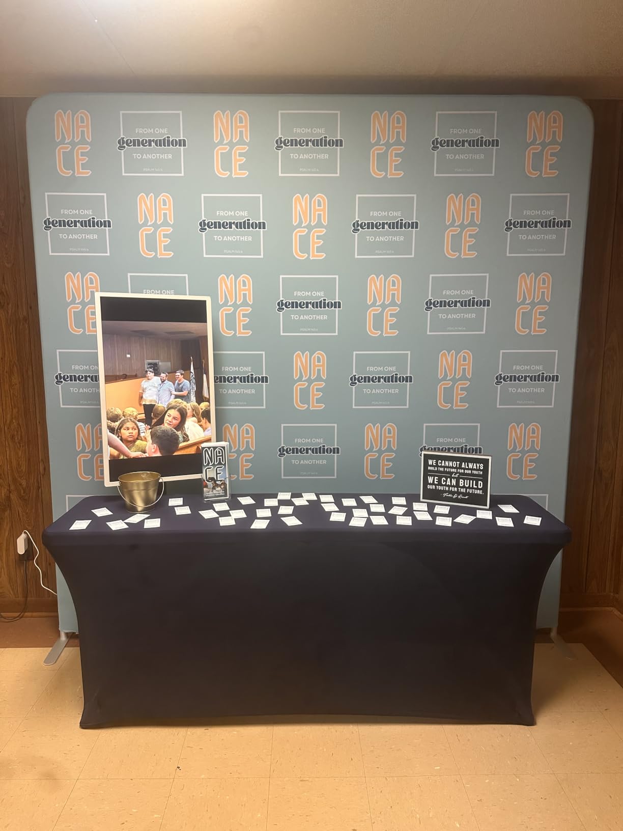 Custom Tension Fabric Banner with Stand Trade Show Backdrop Display | 7.5x7.5 FT HD Printing Customize Online, Large Portable Trade Show Booth Banner for Business Pop Up Display Aluminum Frame customer photo 1